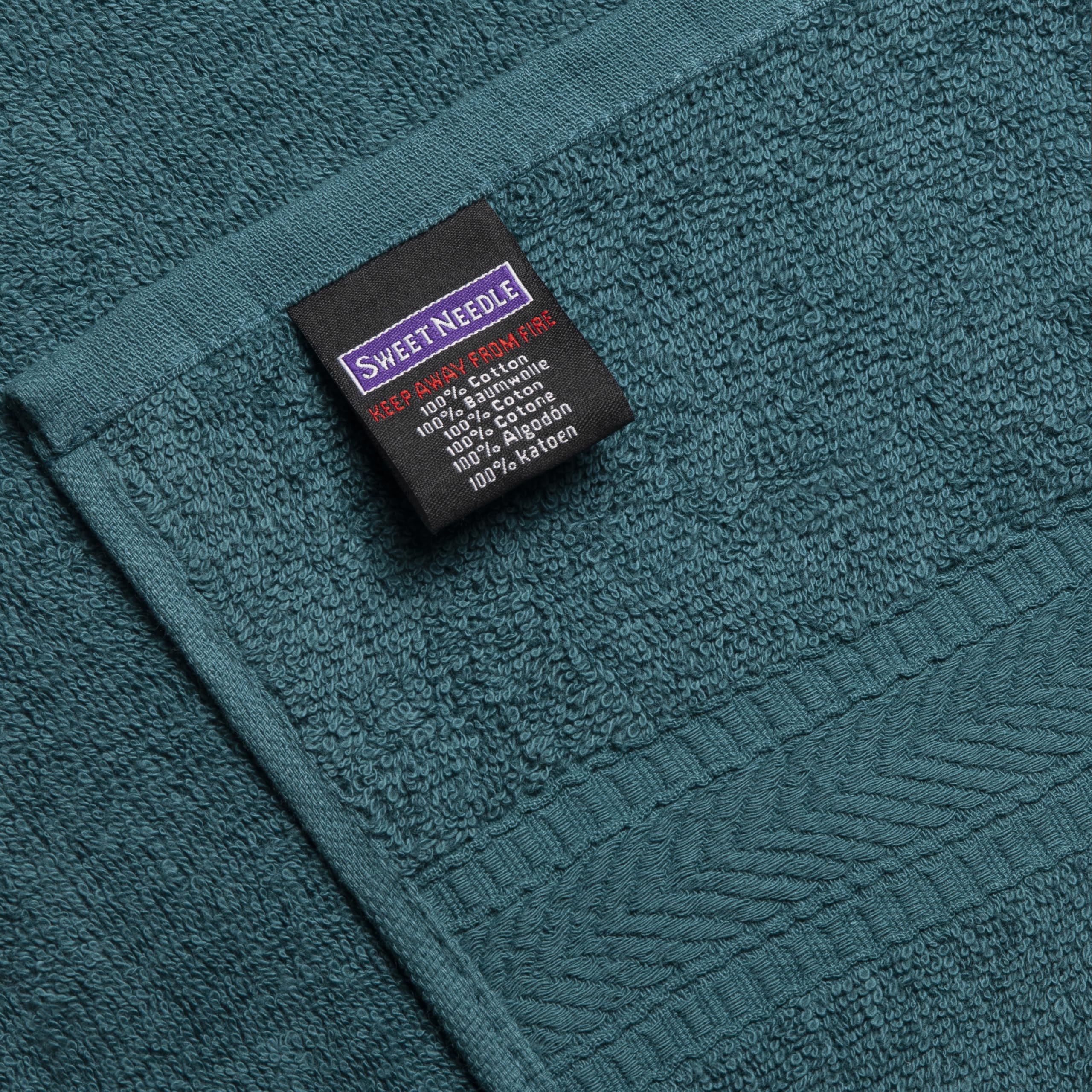 SweetNeedle Set di asciugamani-2 asciugamani da bagno, 2 asciugamani per le mani e 2 salviette, uso quotidiano in spugna filata ad anello, altamente assorbente per bagno, Teal (confezione da 6)