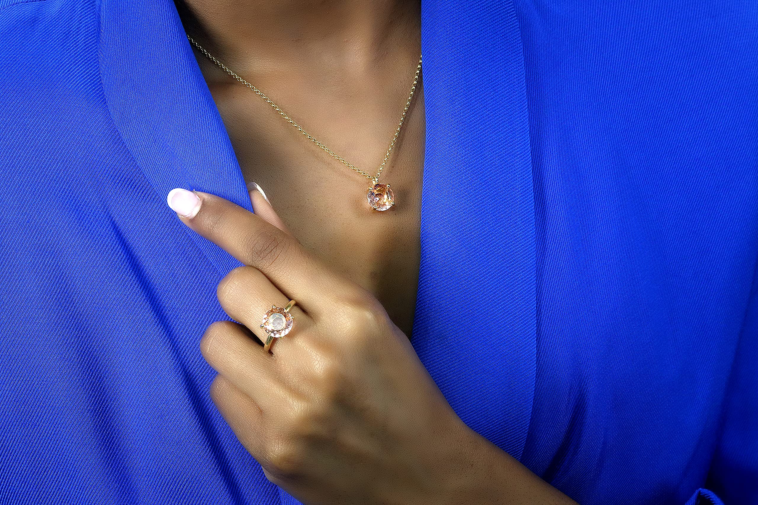 Round Crystal Morganite Ring - Erstaunliche Versprechen Ringe, Verlobungsringe für Frauen - Handgemachte Mode Gold Schmuck, Statement Schmuck, Geschenkschmuck für Damen