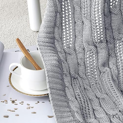 Miniatura 5 de Aormenzy Manta de punto trenzado de 30 x 40 pulgadas, manta de punto suave, acogedora y ligera, lavable a máquina, manta 100% acrílica, manta