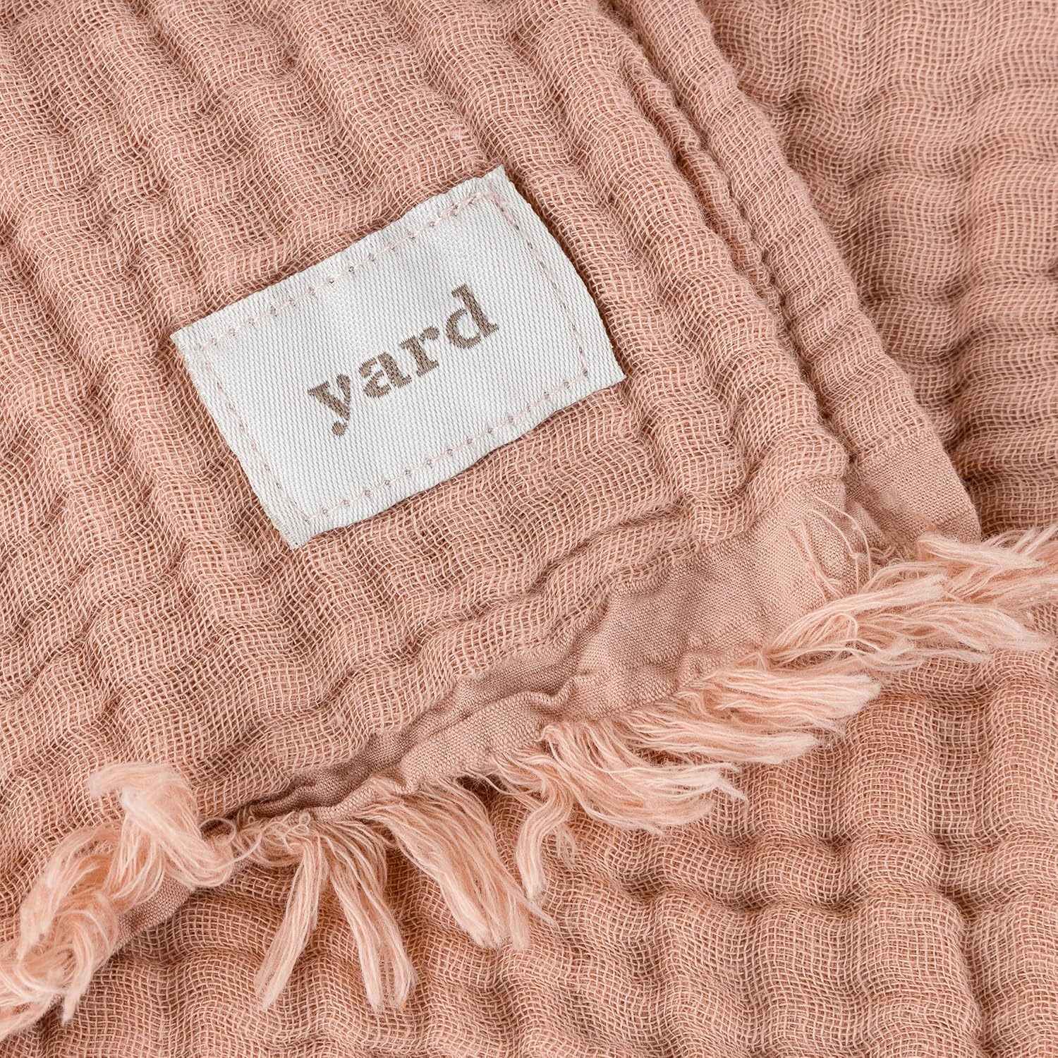 Yard Lark Cotton Crinkled Throw (260cm x 240cm) (Pink Clay)