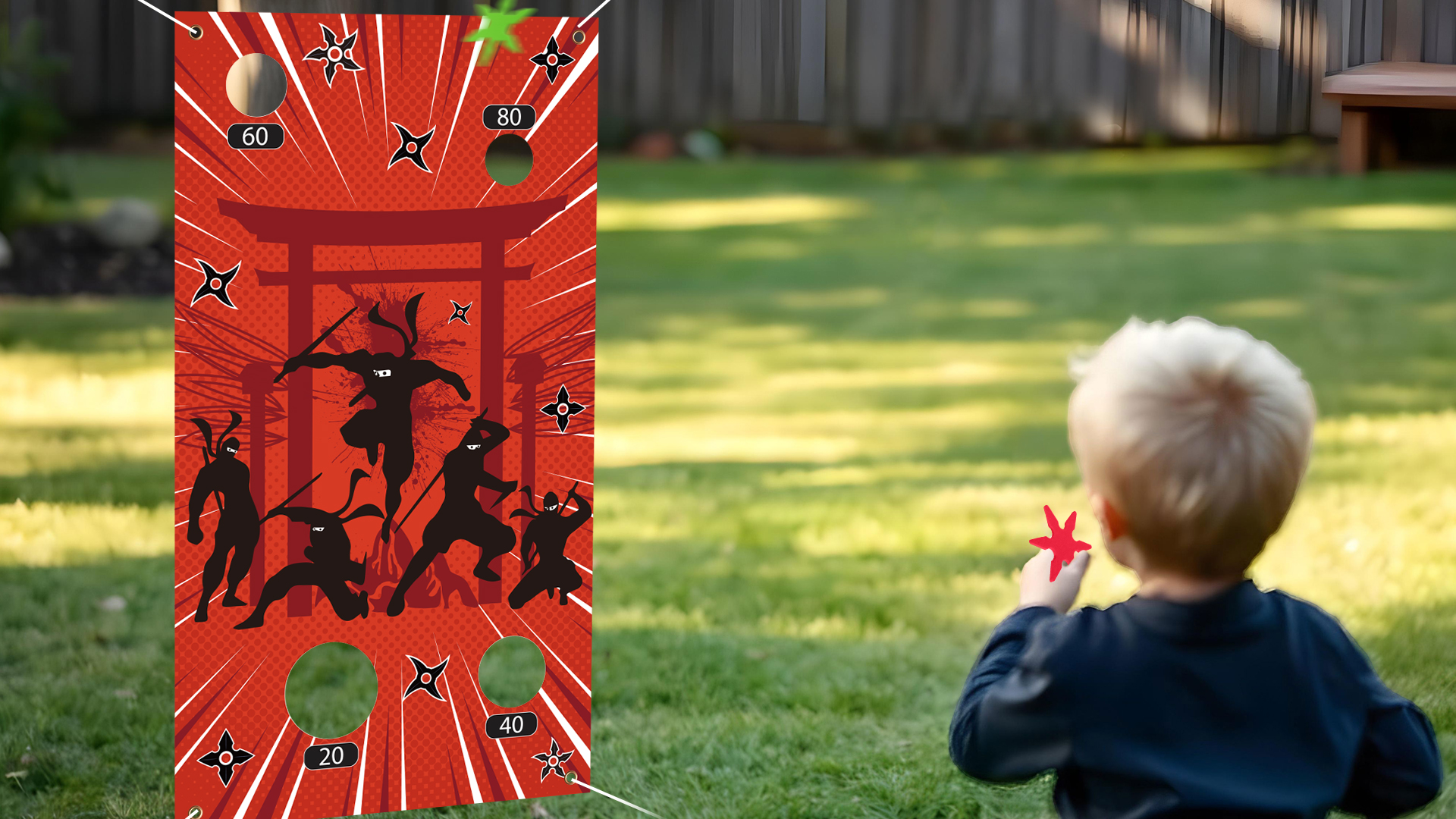 Amazon.com: TEASIK Ninja Toss Game Banner with 12 Foam Stars Ninja