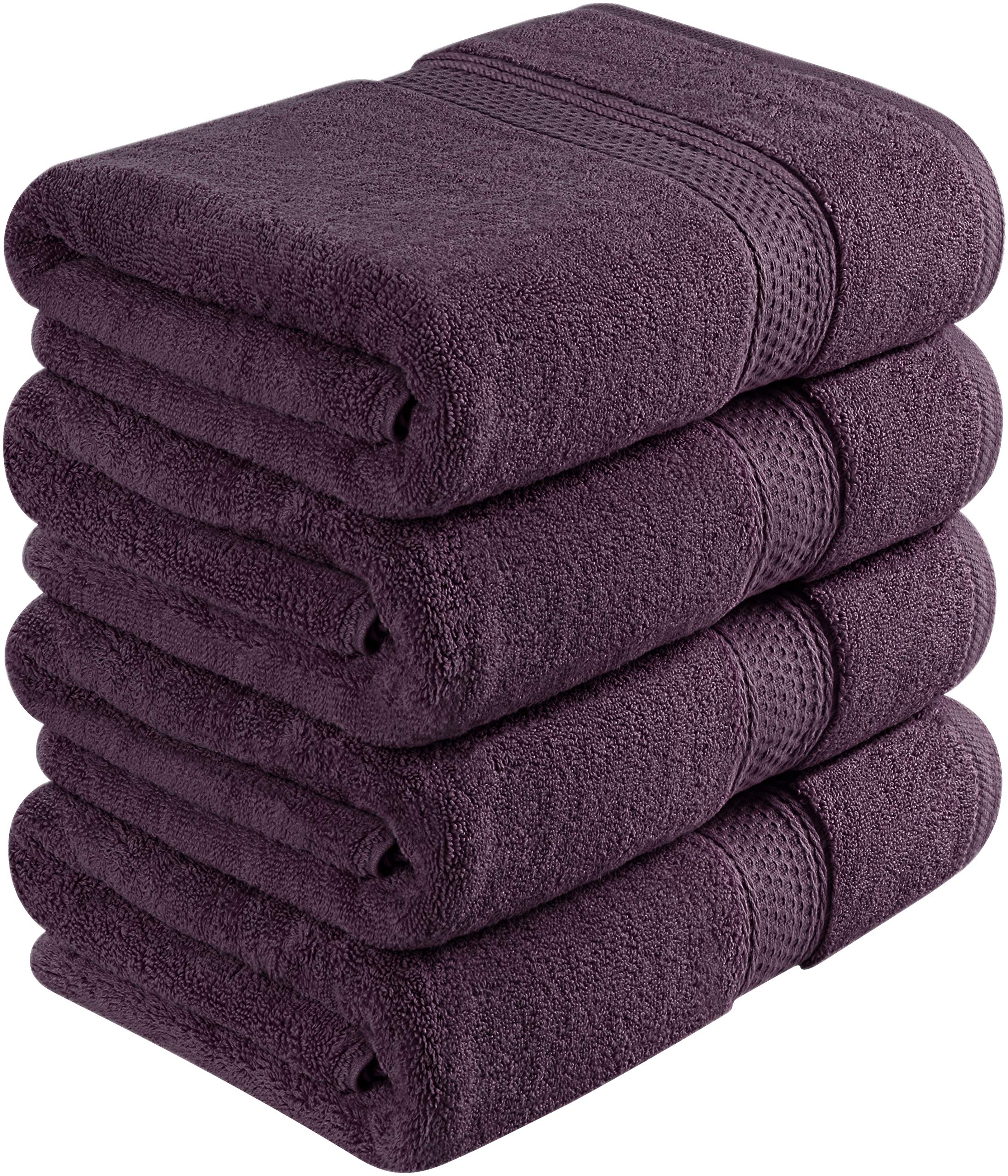 Utopia Towels 700 GSM Premium Bath Towels - 4 Pack Towel Set - (27x54 Bath Towels) - 100% Ring-Spun Cotton Towels for Home, Hotel and Spa (Plum)