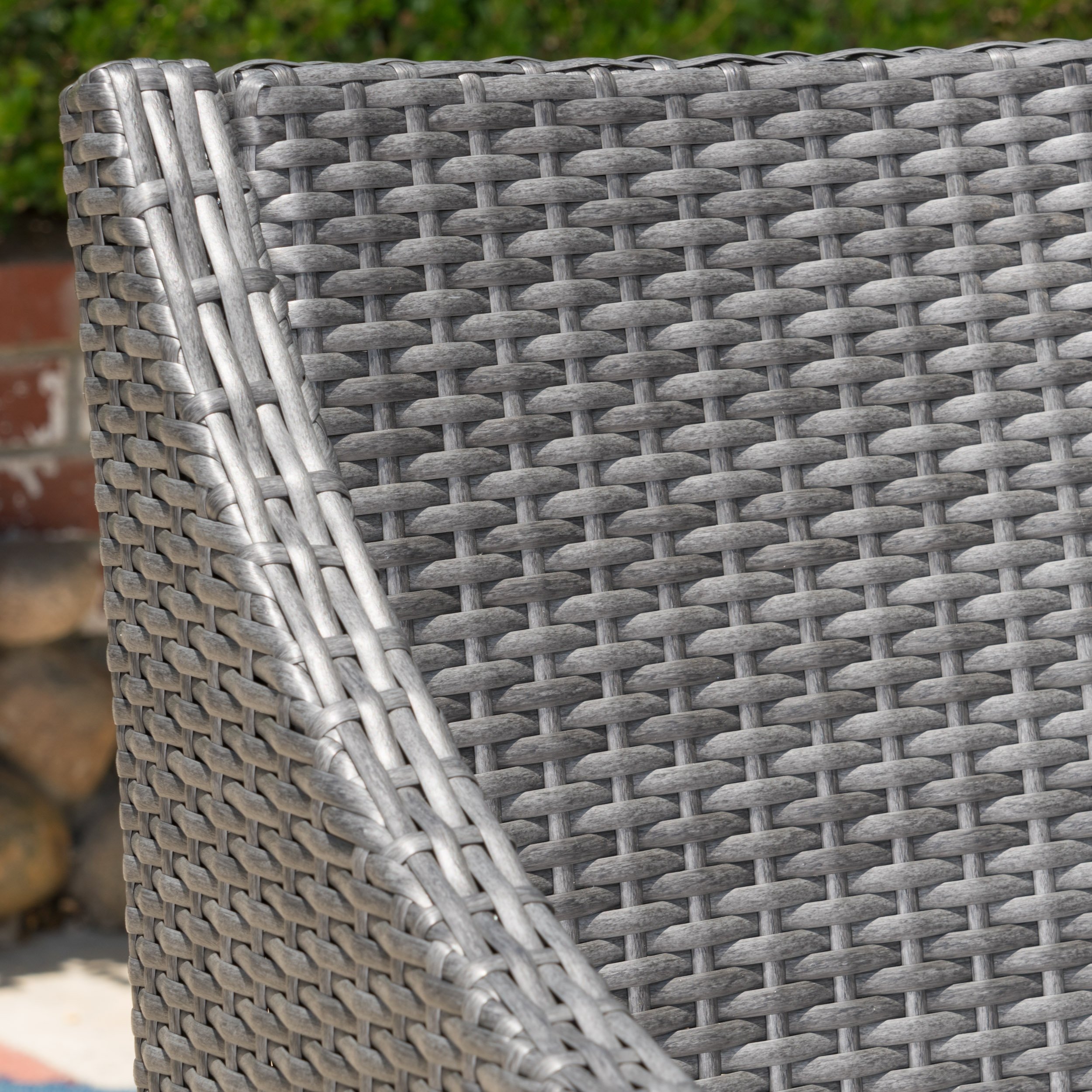 Orwel - Juego de comedor de madera y mimbre para exteriores, 5 piezas, acabado gris/gris 8
