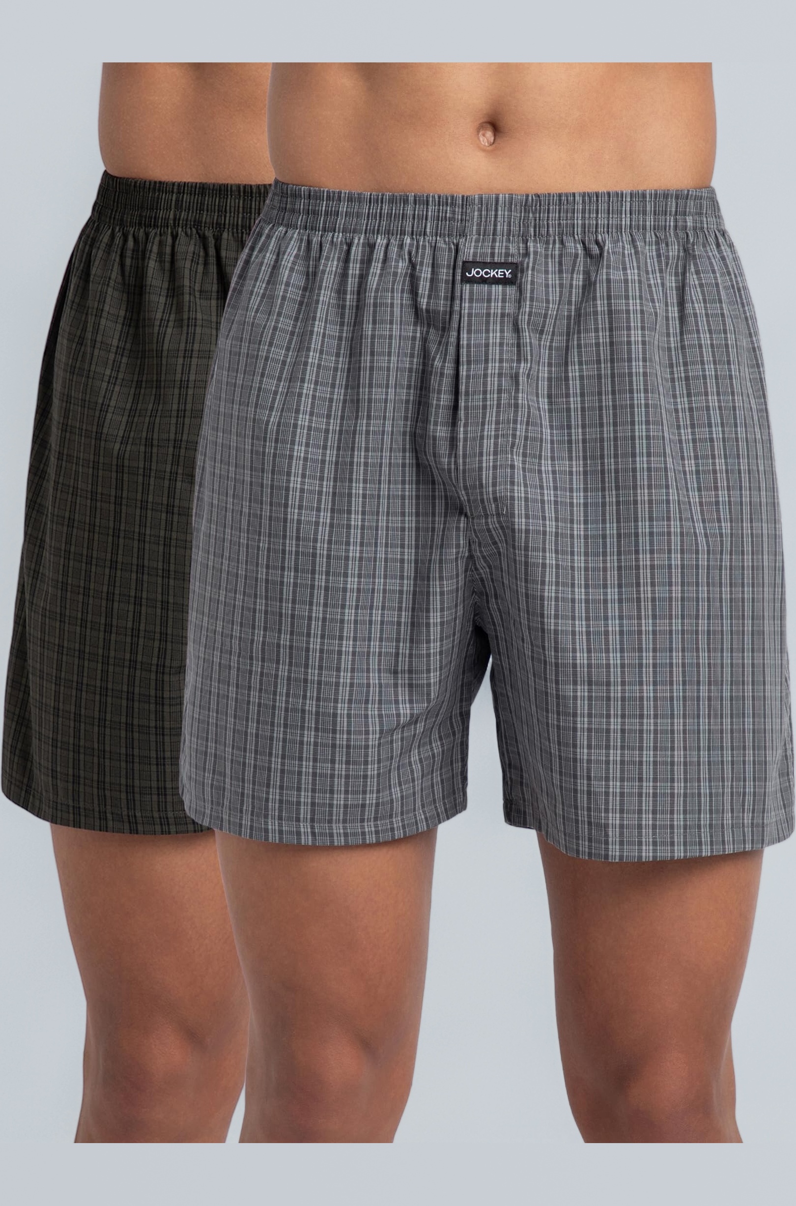 Jockey 1222 Men's Super Combed Mercerized Cotton Woven Checkered Boxer Shorts with Back Pocket (Pack of 2_Colors & Checks May Vary)