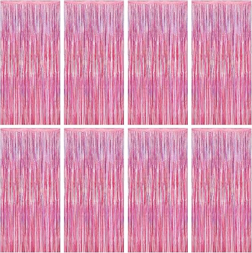 Miniatura 51 de Paquete de 2 telones de fondo de oropel rojo, cortinas de flecos de 3.28 pies x 7.05 pies, decoraciones de fiesta para aniversarios de boda