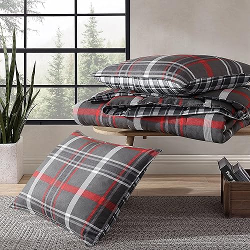 Miniatura 15 de Eddie Bauer - Juego de edredón tamaño Queen, ropa de cama reversible a cuadros con fundas a juego, decoración del hogar para meses más fríos (gris