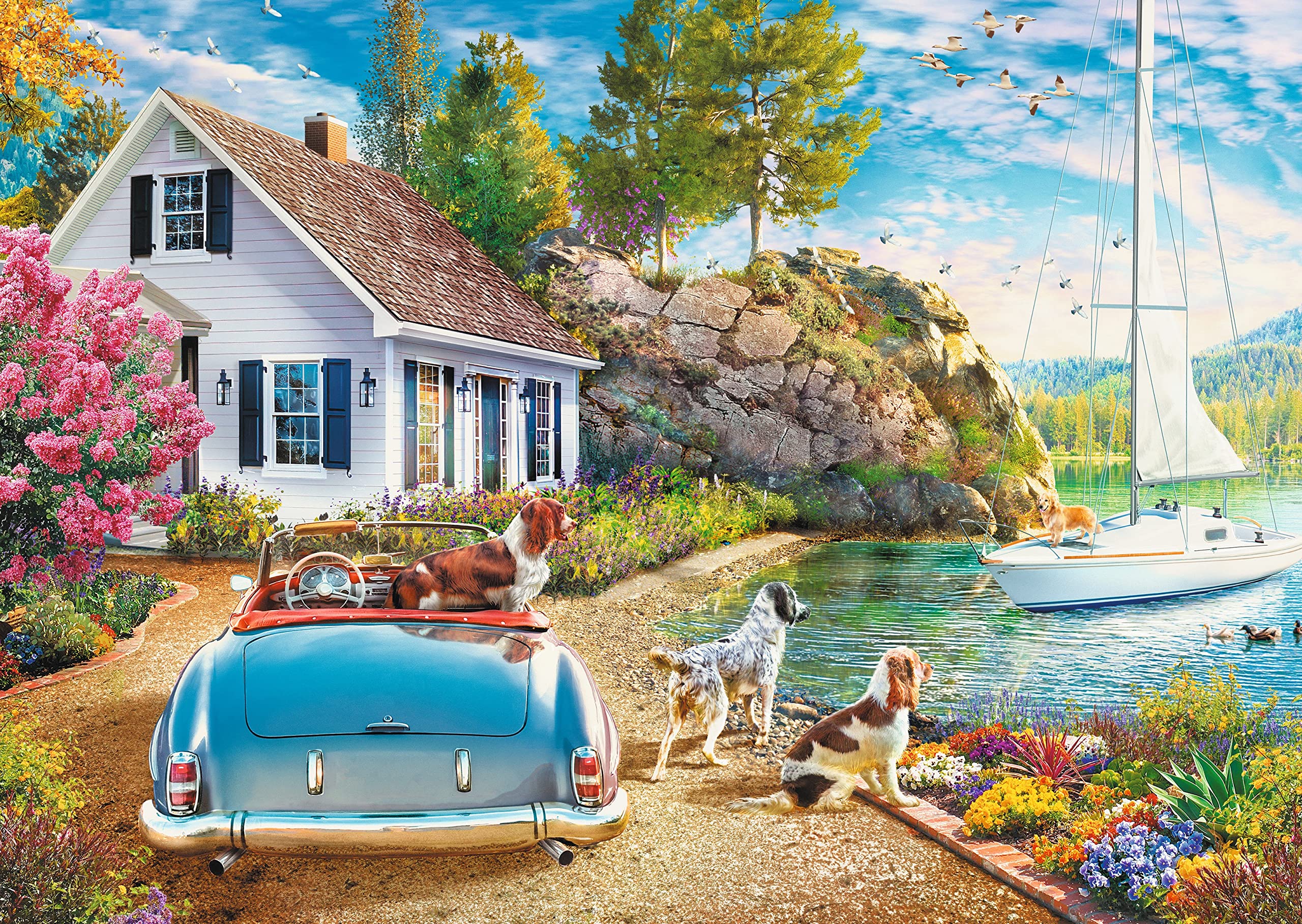 Image secondaire de Trefl 2000 pièces Chiens, Été, Voilier, DIY Moderne, Divertissement Créatif, Amusant, Puzzles Classiques avec Animaux, pour Adul