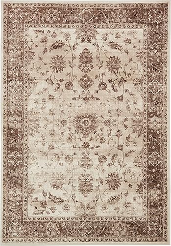 Unique Loom Rushmore Collection - Alfombra clásica con textura de tono blanco, 10 pies x 13 pies, marrón chocolate y beige