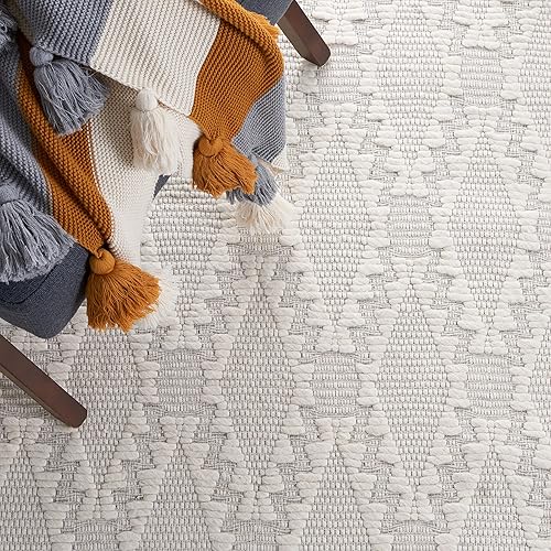 Miniatura 8 de Safavieh Marbella Collection MRB202A - Alfombra de lana con flecos de enrejado bohemio hecho a mano para sala de estar comedor y dormitorio 6 x 9