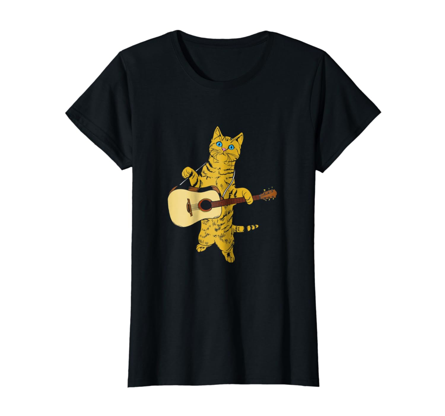 Cat Playing Acoustic Guitar T-shirt Cool Musician Guitarist