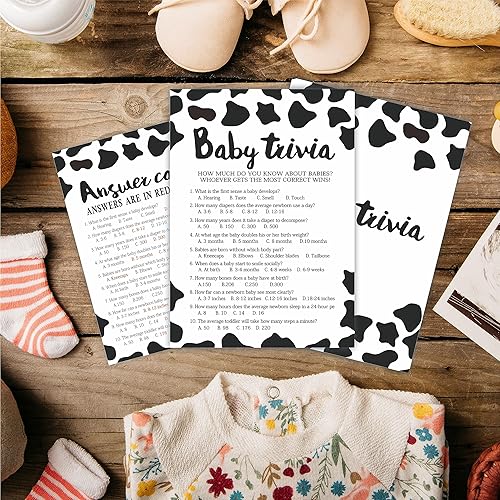 Miniatura 8 de Cow Prints - Tarjetas de juego de predicción y consejos para baby shower, 5 x 7 pulgadas, tarjetas de juego de relleno de doble cara para baby