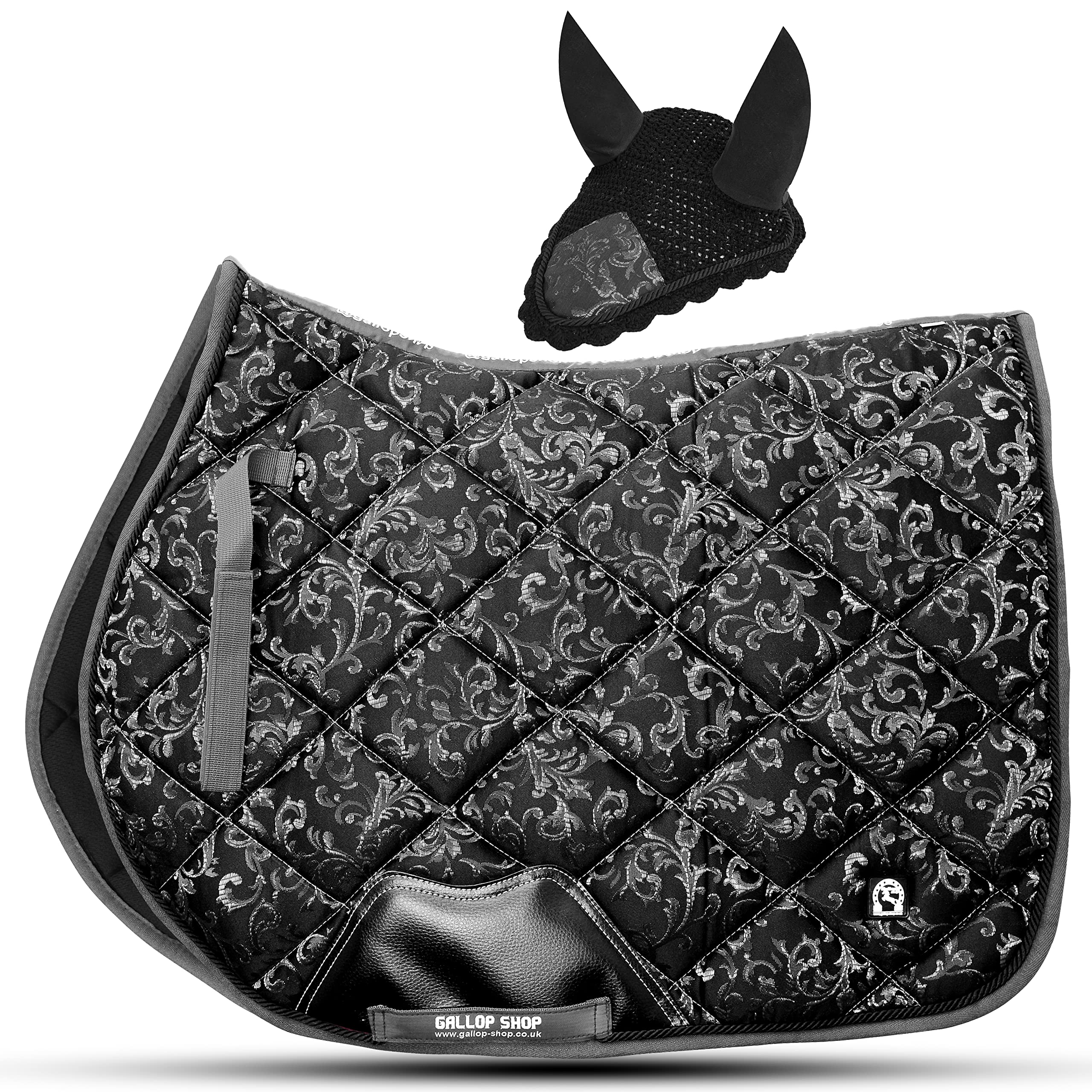 Gallop ShopLux Edition Brocade Saddle Pad Set/Numnah Cloth Saddle Pad (Grey Cob/Pony)