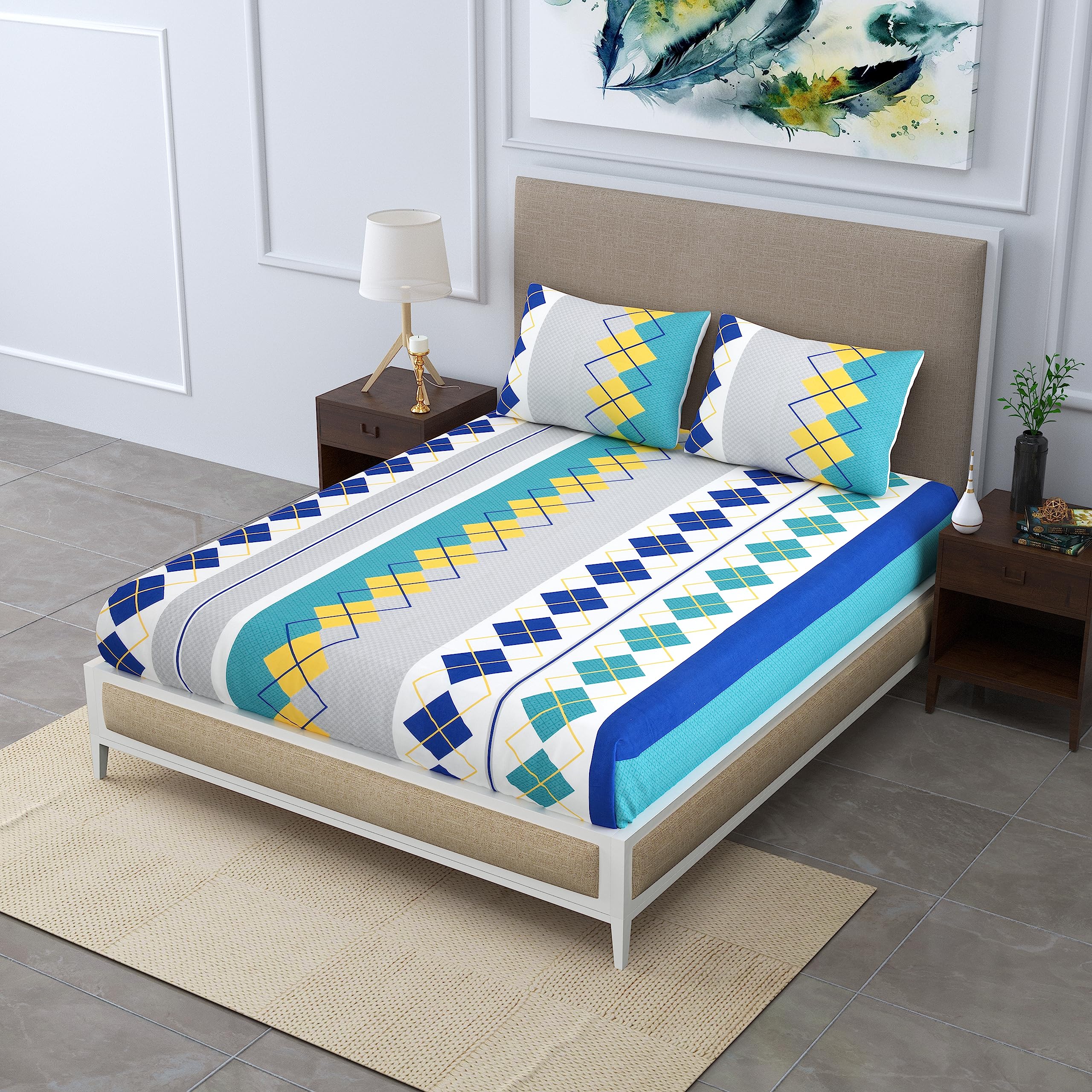 EasyGoods® Super Soft Merino Floral Bedsheet, Bedsheet for Double Bed King Size, Double Bedsheet with 2 Pillow Cover, Premium Printed Flat Bed Sheet (90 * 98,Leafy Green) (B0DBZVXQCN) Amazon Price History, Amazon Price Tracker