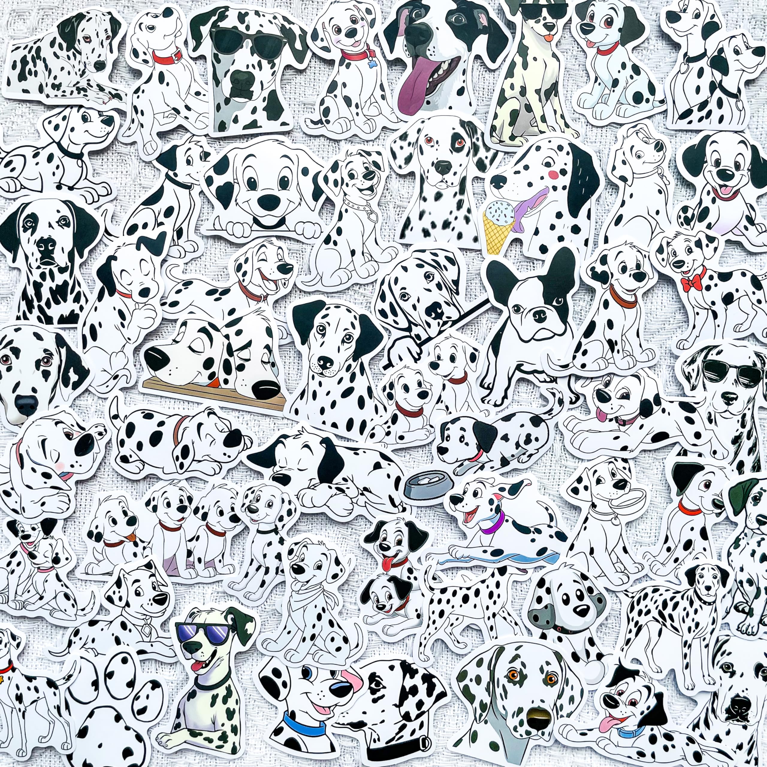 Cute Dalmatians Puppy Stickers,50Pcs Waterproof Vinyl Funny Spotted Dog Stickers for Water Bottle Laptop Scrapbooking Luggage