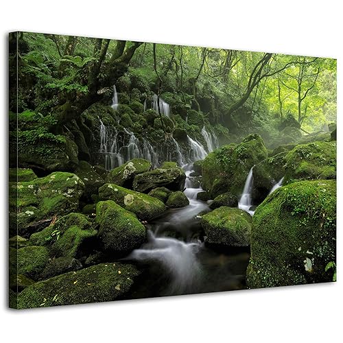 Waterfall Canvas Wall Art for Living Room Nature Forest Picture