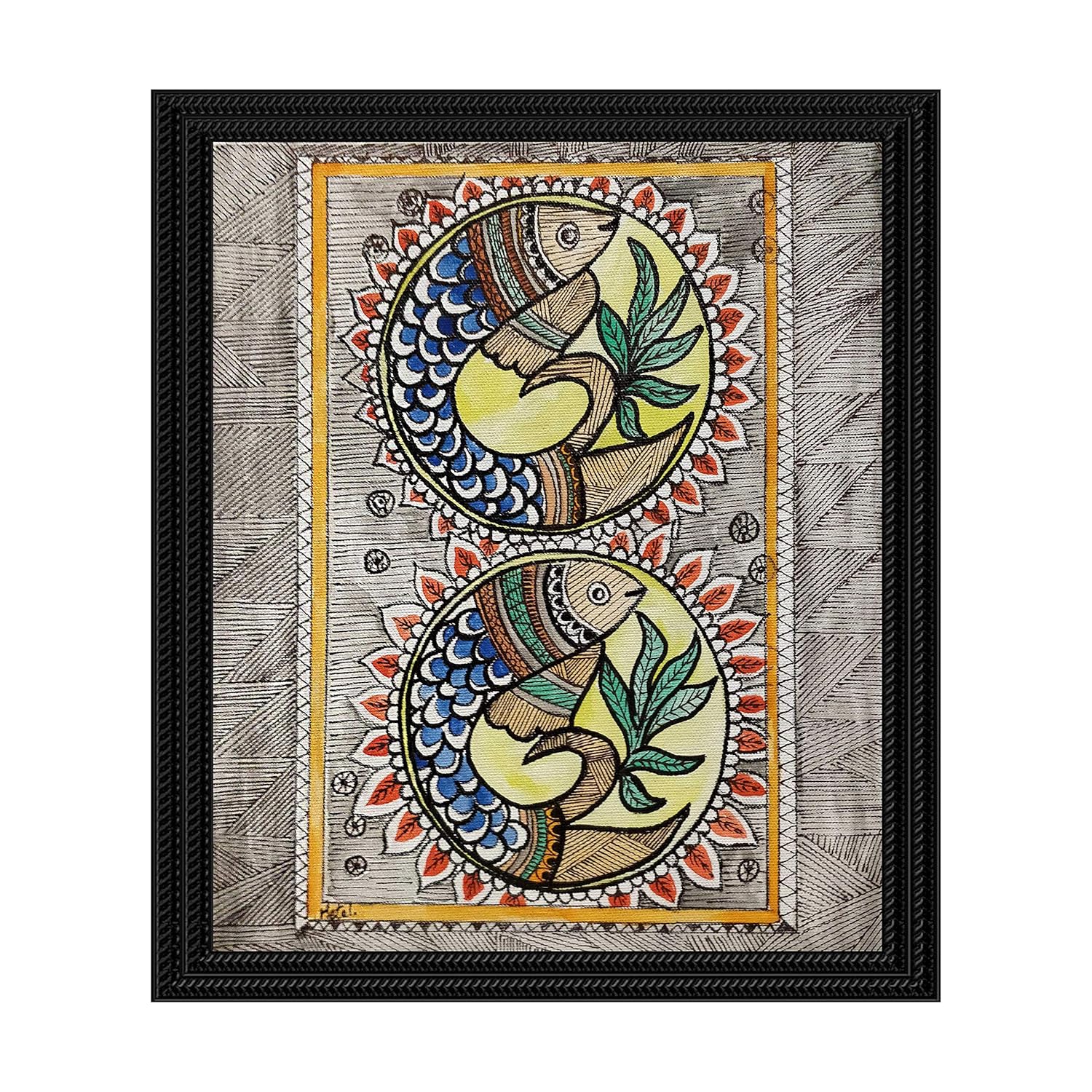 Art Canvas Design Studio Madhubani Painting On Canvas (Multicolour, 10