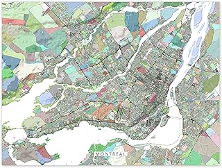 Montreal Map Art Print 8x10, Quebec Canada, City Street Wall Poster 24x36, Colourful, Montreal Maps
