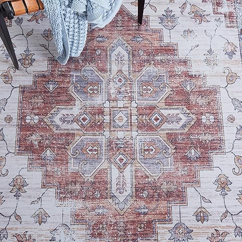 Miniatura 9 de SAFAVIEH Tucson Collection - Alfombra lavable de 6 x 9 pies, color marfil y resistente al óxido, antideslizante, ideal para zonas de alto tráfico en