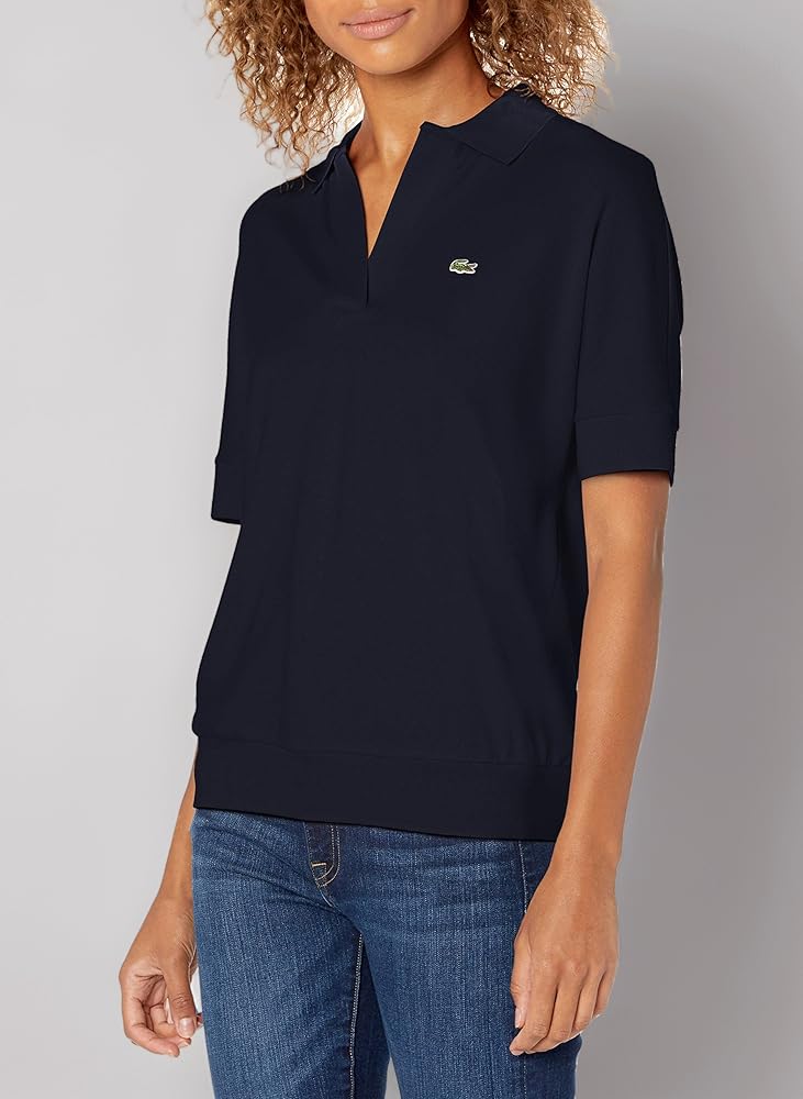 Amazon | Lacoste Women's Short Sleeve Buttonless Pique Polo