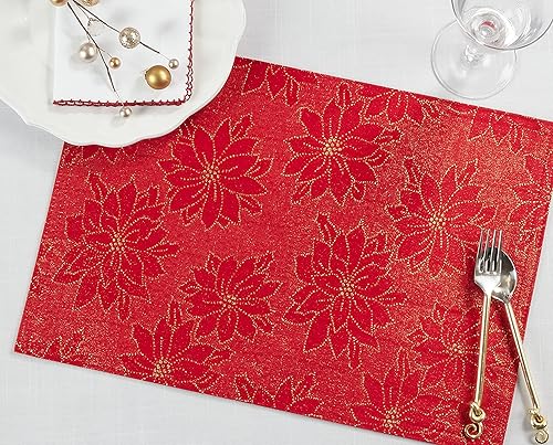 Miniatura 4 de Juego de 4 manteles individuales con diseño de flor de pascua