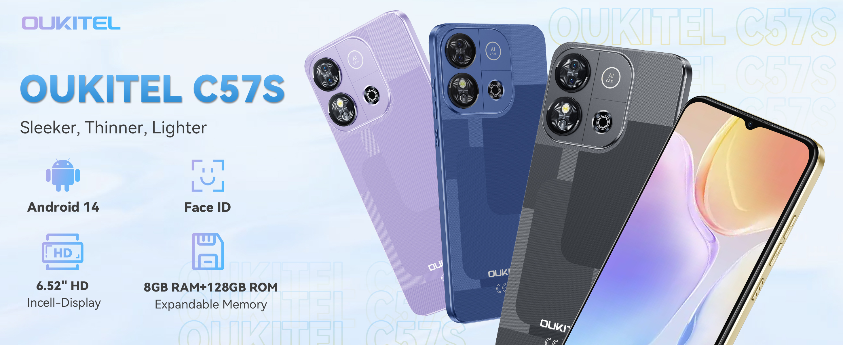 OUKITEL Mobile Phones, C57S Android 14 Phones, 8GB(2+6) RAM + 64GB