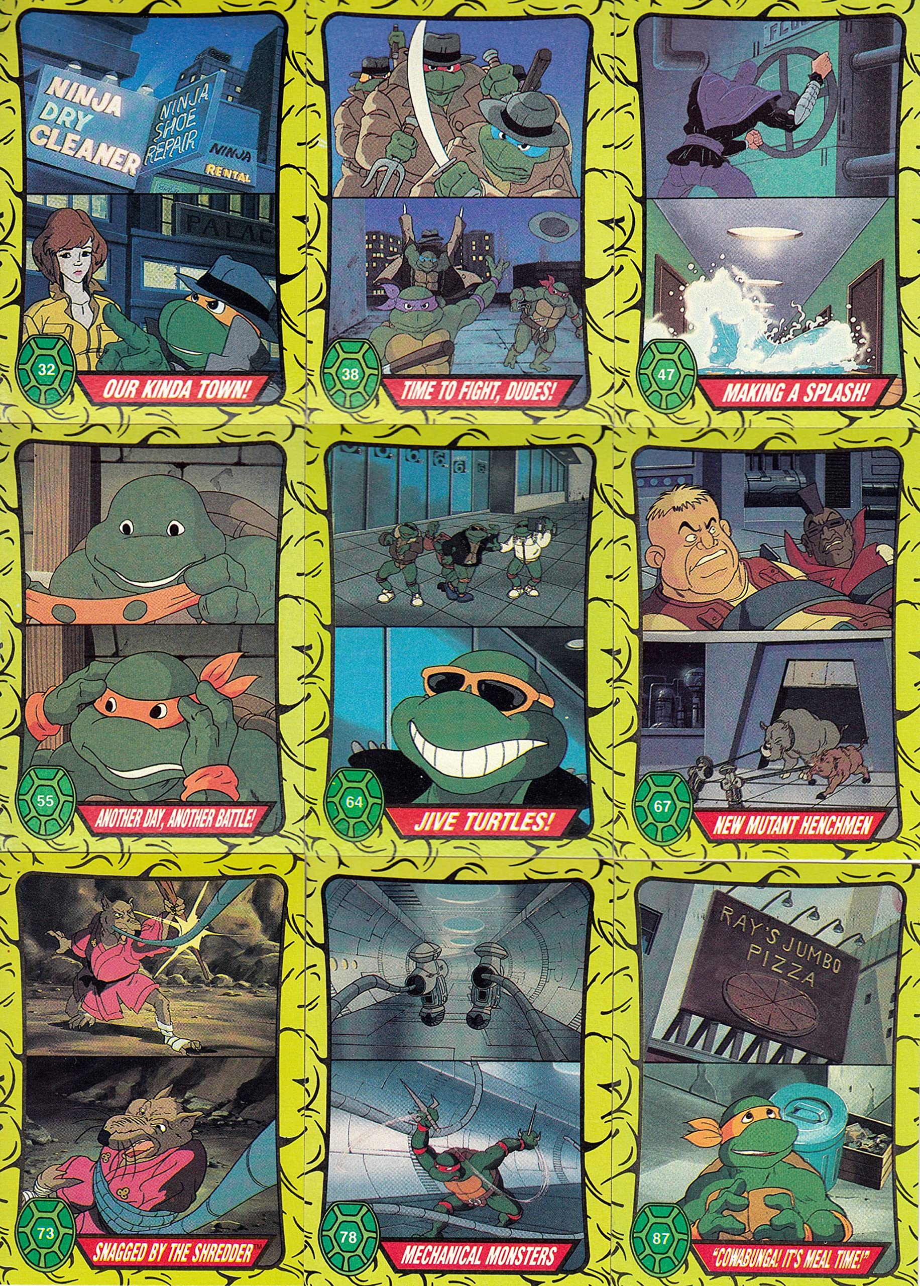 TEENAGE MUTANT NINJA TURTLES CARTOON SERIES 1 1989 COMPLETE BASE