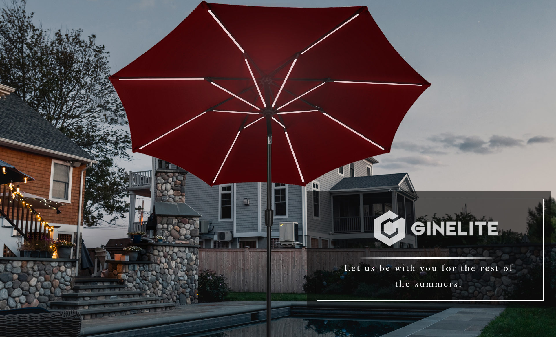 Ginelite Patio: LED Umbrella