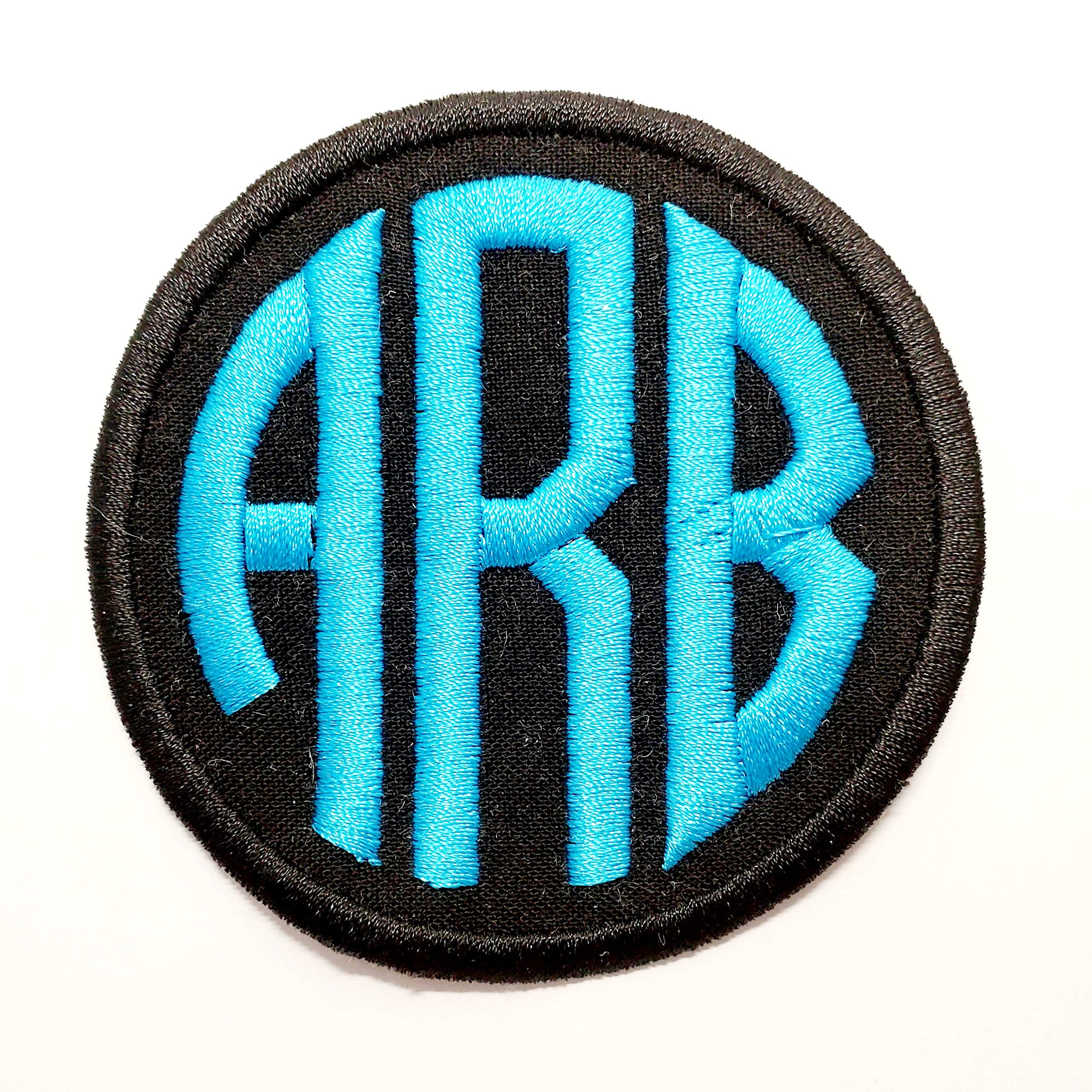 Monogram Patch Iron-on or Sew-on Applique Embroidered Patch for Uniforms, Backpacks, Christmas Stockings, Wedding, Luggage - 001 - (Black Patch)