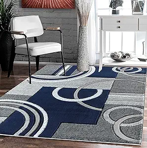 GLORY RUGS Area Rug Modern Soft Hand Carved Contemporary Floor Carpet with Premium Fluffy Texture for Indoor Living Dining Room and Bedroom Area (4x6, Navy)