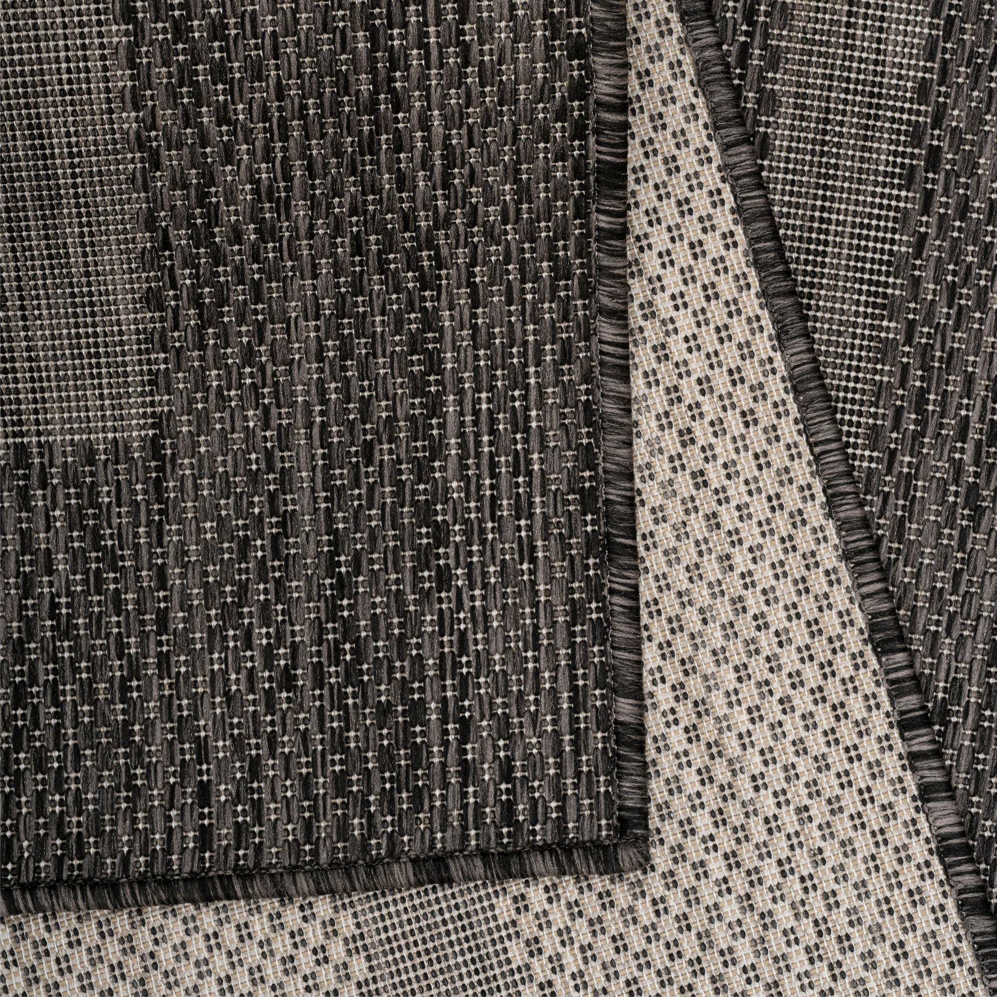 Carpetsale24 Tapis pour l'intérieur et l'extérieur - Résistant aux intempéries - 120 cm - Rond - Aspect sisal - Noir - Lavable - Imperméable - Facile d'entretien et tissé à plat - Idéal pour balcon