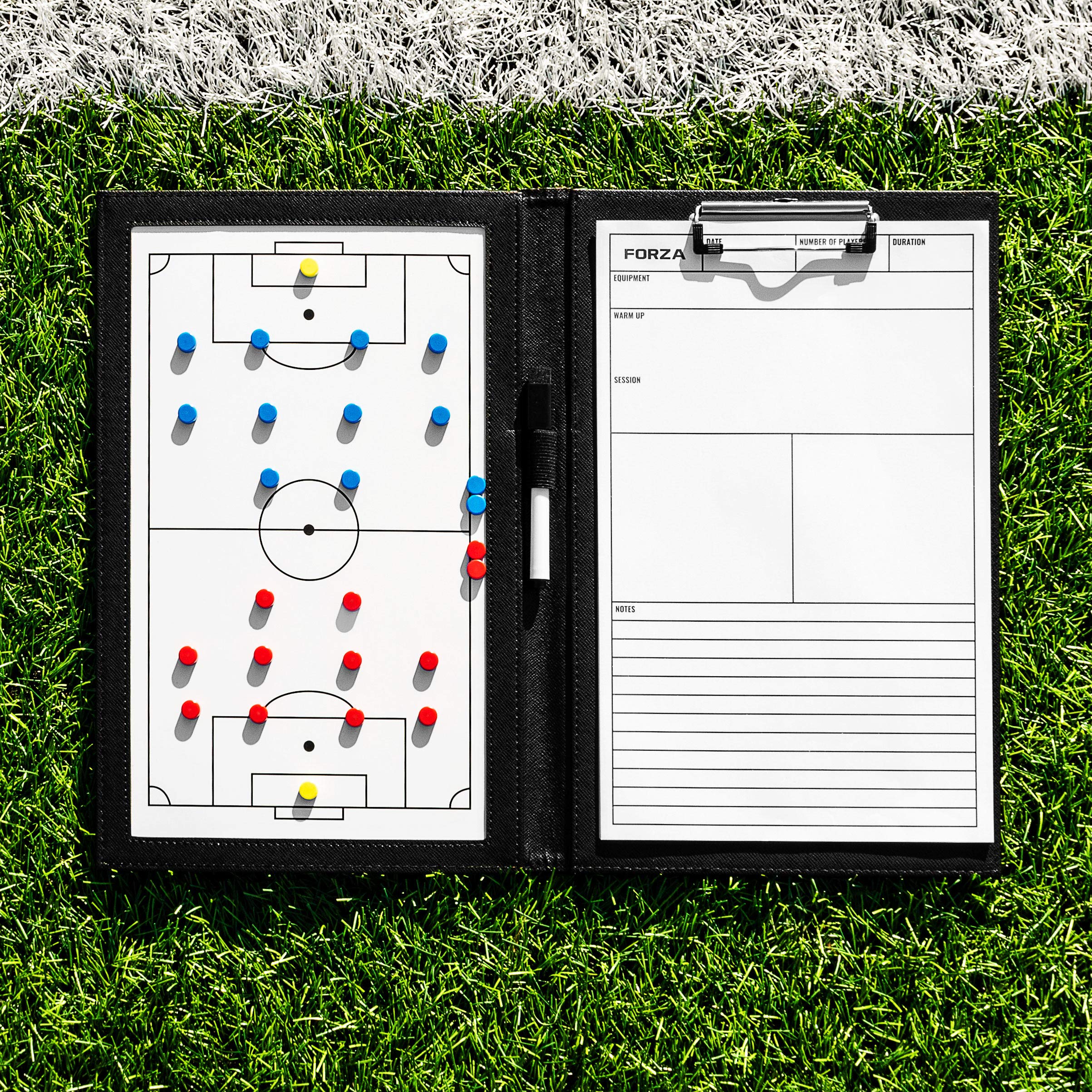 FORZA Magnetic Coaching Board | A4 Double-Sided Tactics Folder with Magnetic Markers, Pen & Eraser [13 Sport Options]