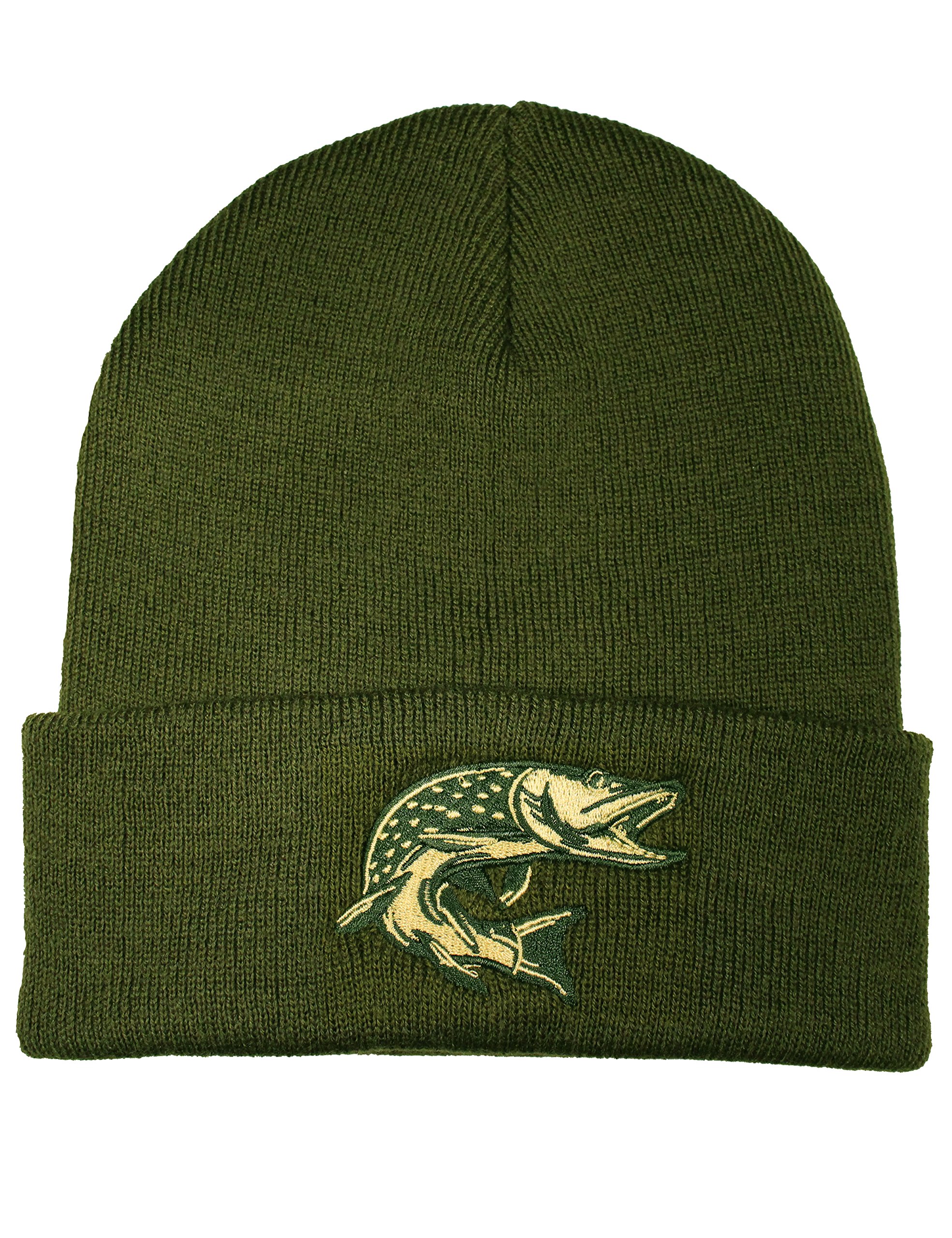 Baddery Angler Beanie - „Hecht“ - Bestickte Strickmütze | Warme Wintermütze für Herren & Damen