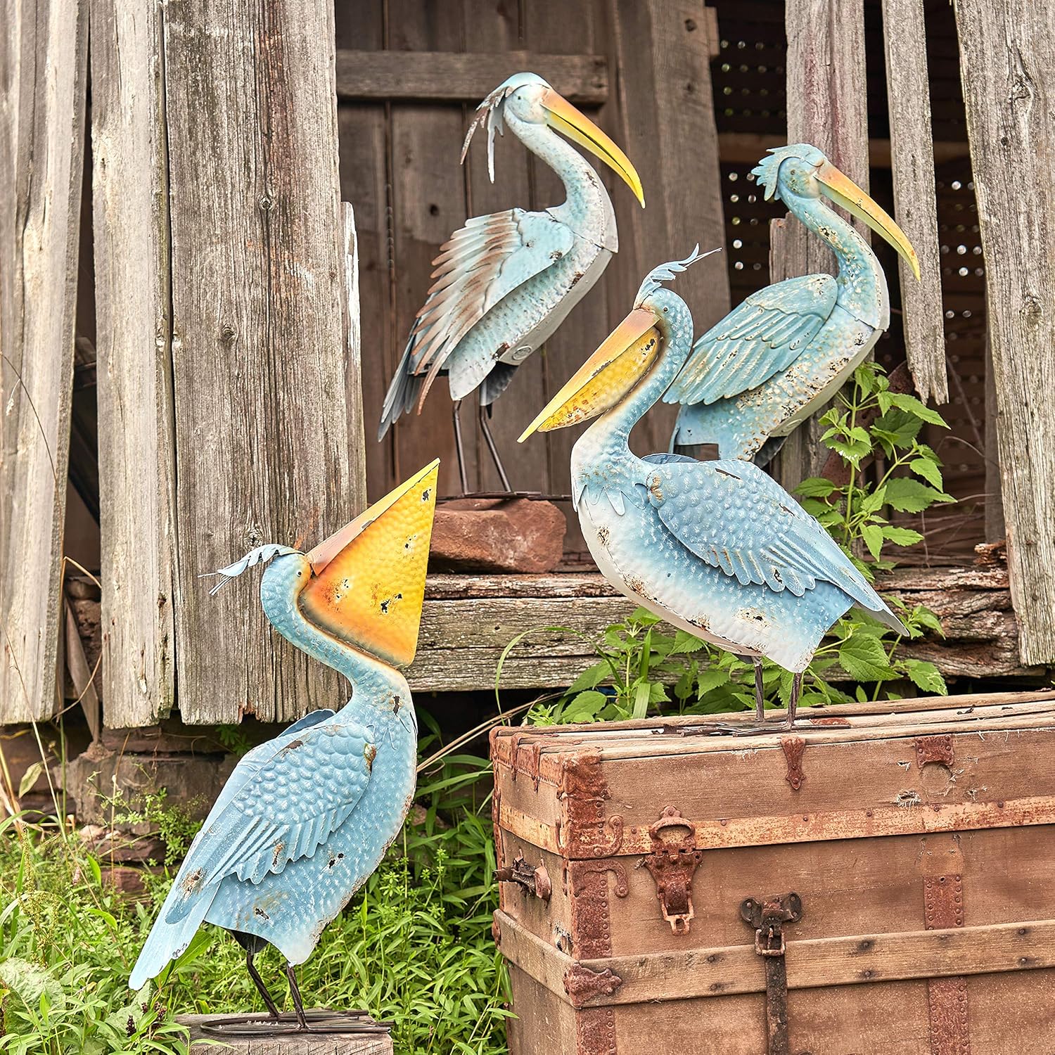Zaer Ltd. Set of 4 Metal Pelicans
