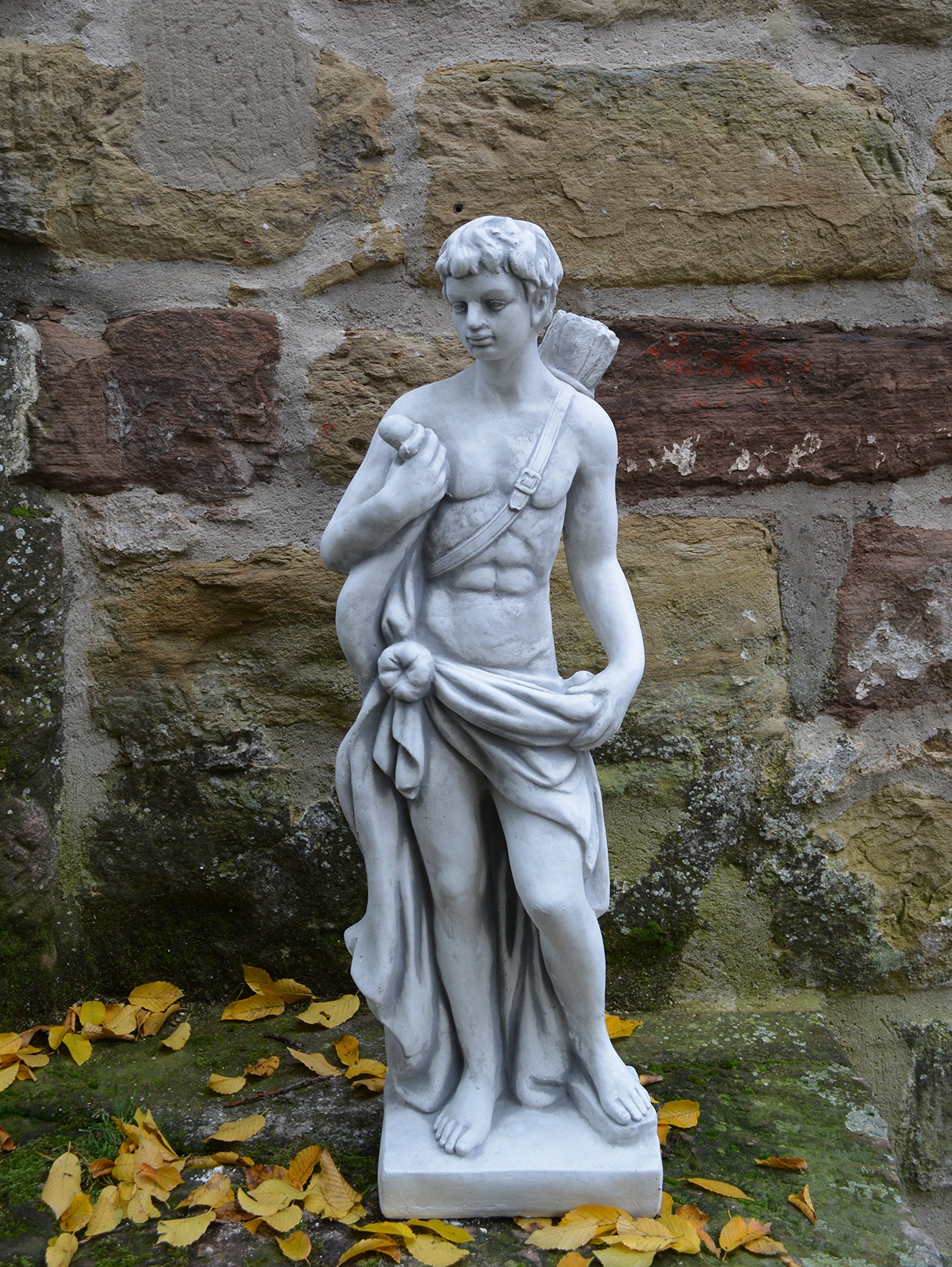 gartendekoparadies.de Statue des Jägers Orion, Steinfigur aus Steinguss, H. 85 cm, 36 kg, Grau, Frostsicher für Außenbereich