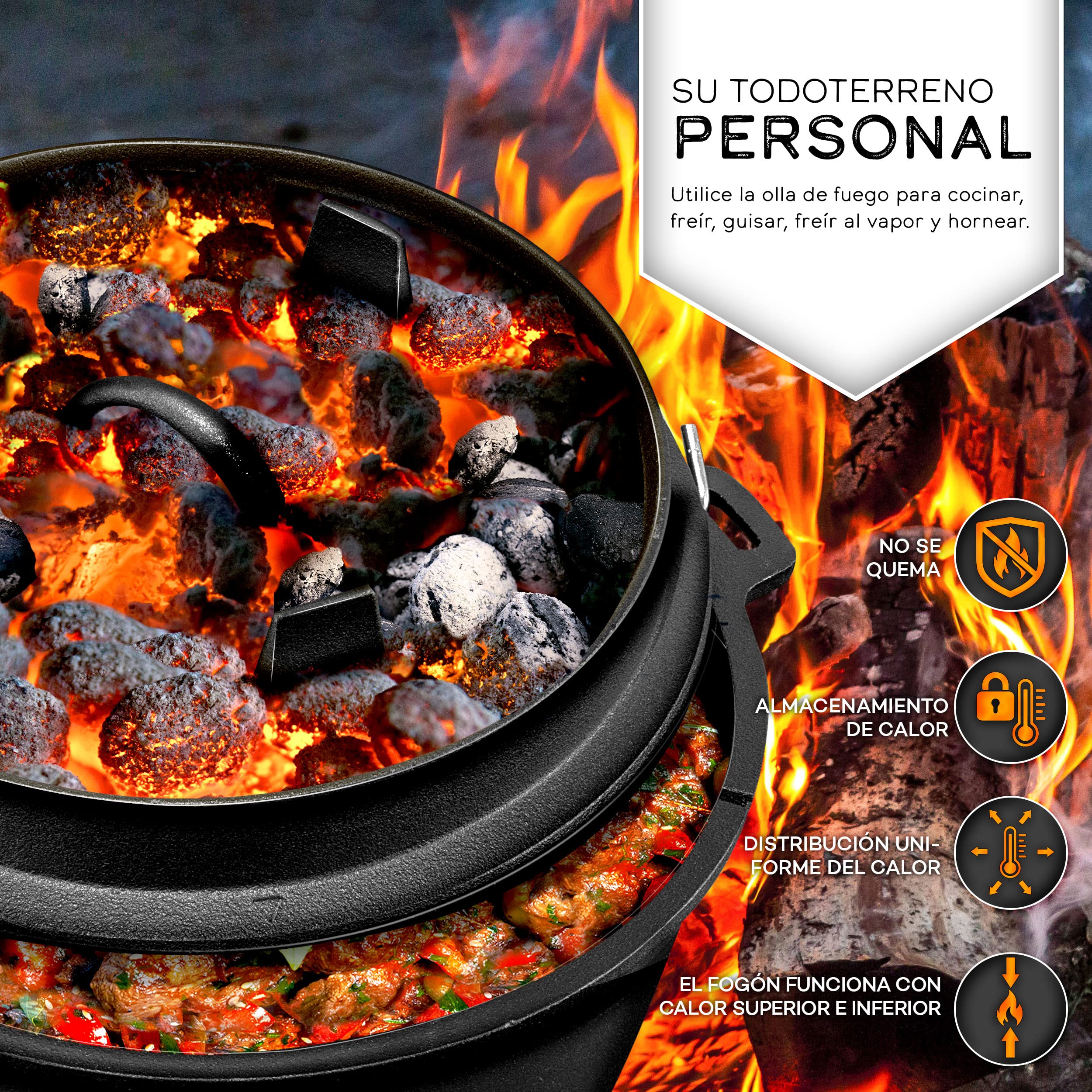 grillas® Set de Olla Holandesa | Dutch Oven | Horno Holandés de Hierro Fundido Esmaltado | Cazuela con Tapa y Asas
