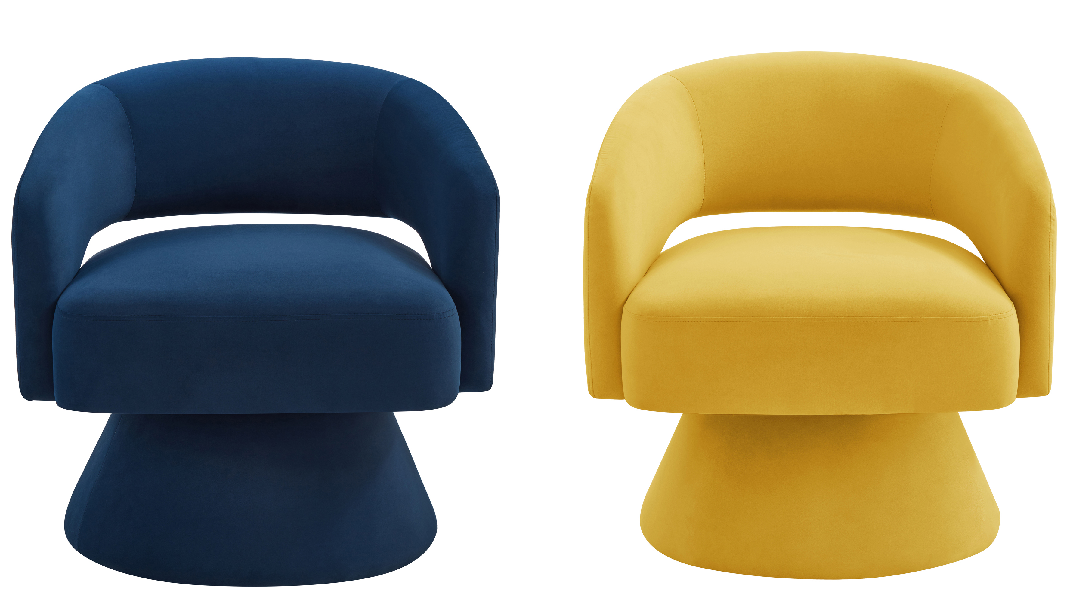 Sillón redondo giratorio terciopelo amarillo miniatura 7
