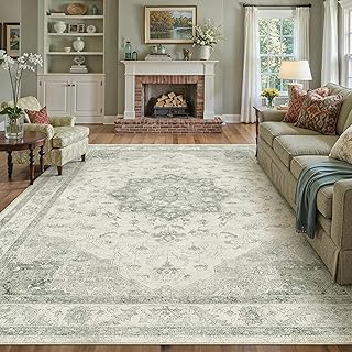 PureCozy Vintage Grün Teppich Wohnzimmer 200x300cm Waschbar