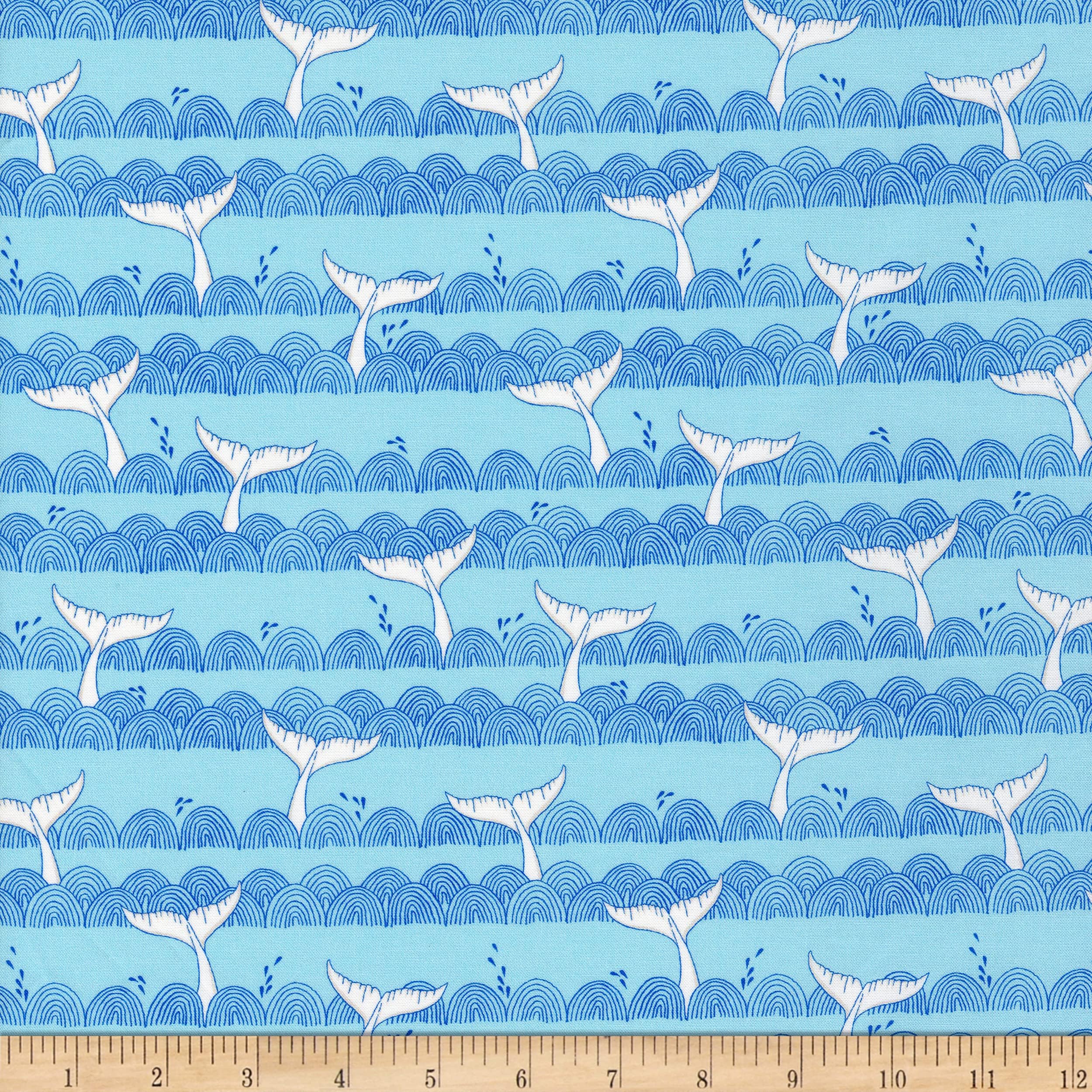 Michael Miller Make A Splash Fish Tales Blue, Fabric by the Yard