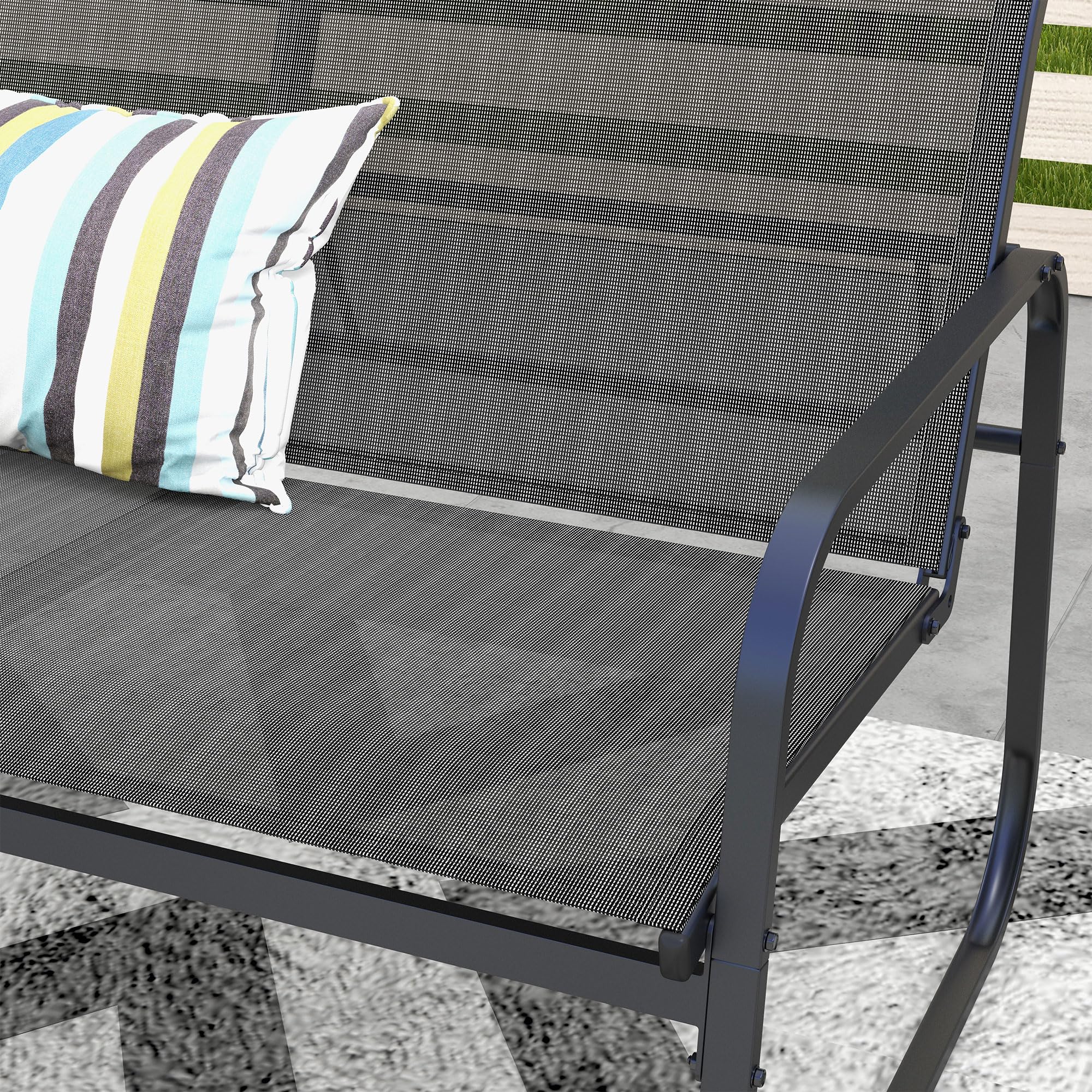 Outsunny Gartenmöbel-Set 4-TLG., Gartengarnitur mit 1 Zweisitzer, 2 Stühlen, 1 Couchtisch, Sitzgarnitur, Balkonmöbel-Set für Terrasse, Mesh, Schwarz
