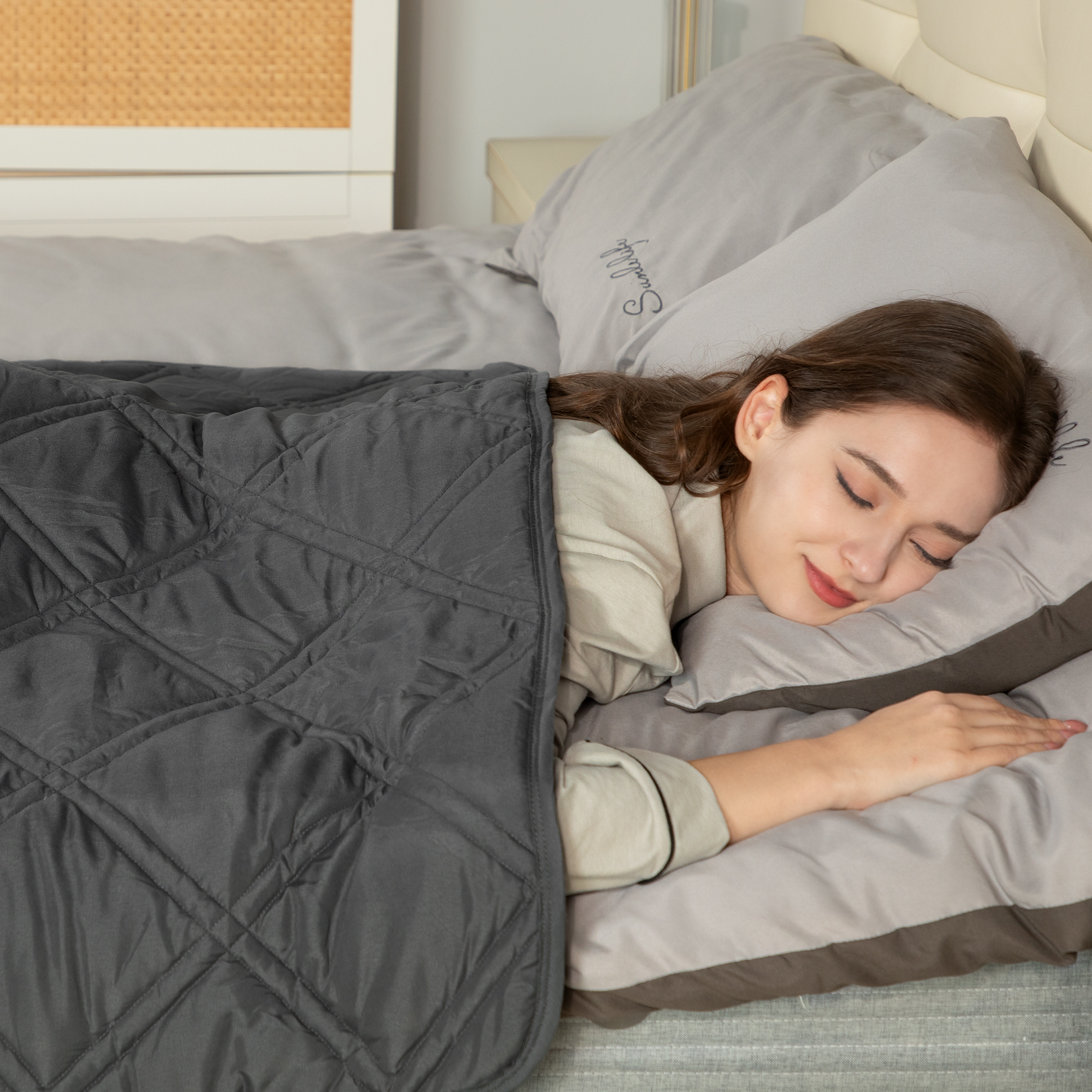 Winthome Weighted Blanket Adult, Heavy Blanket Designed for Insomnia,  Anxiety and Stress Relief with Premium Glass Beads, Weighted Blanket Double