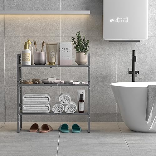 Miniatura 3 de Estante expandible para organizador de gabinete, estante apilable para especias en la cocina y el baño más, encimera de encimera, organización de