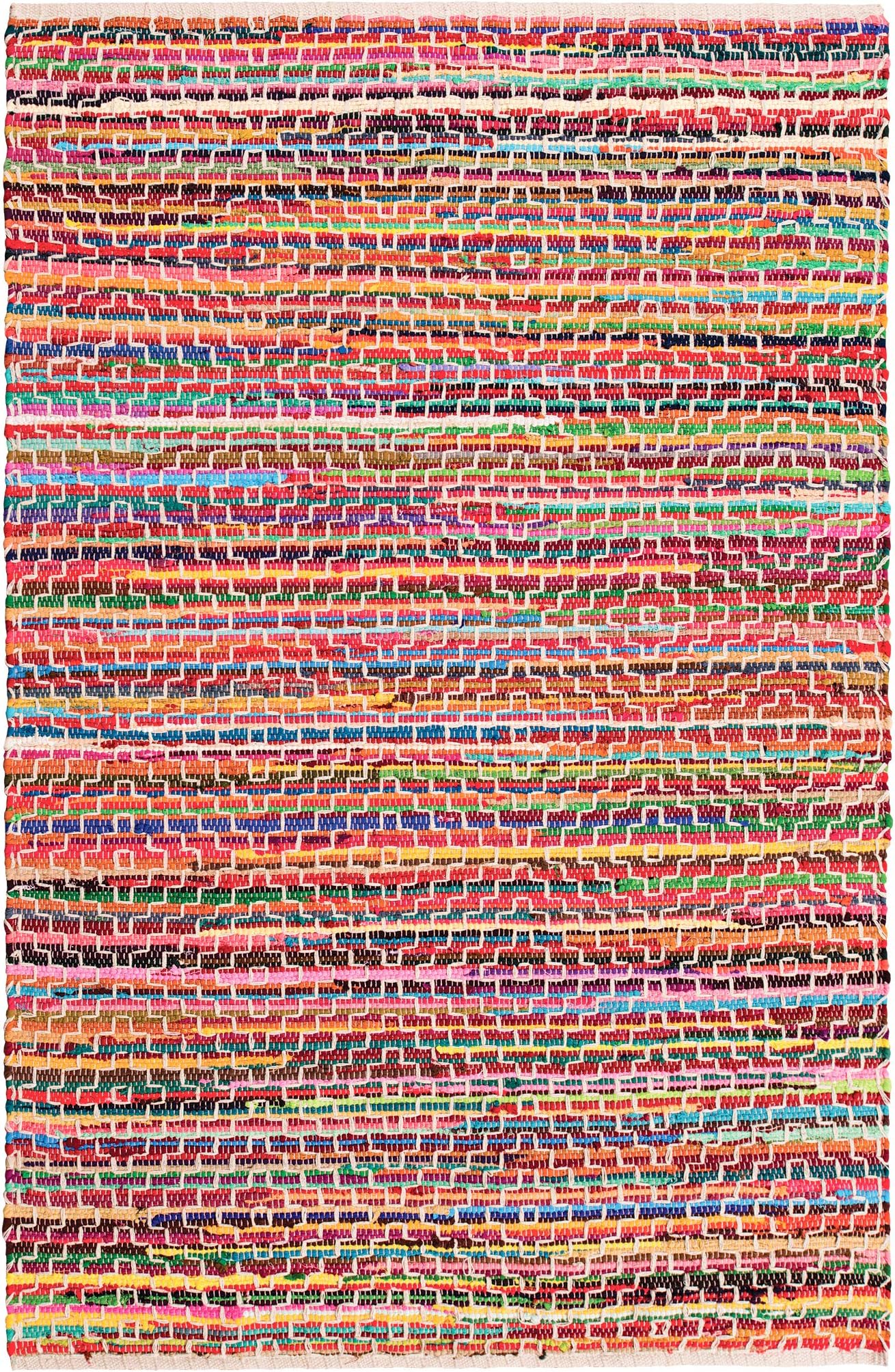 Namaste Fair Trade Mandira, Recycled Cotton, Multi-coloured Rag Rug 120 x 180cm