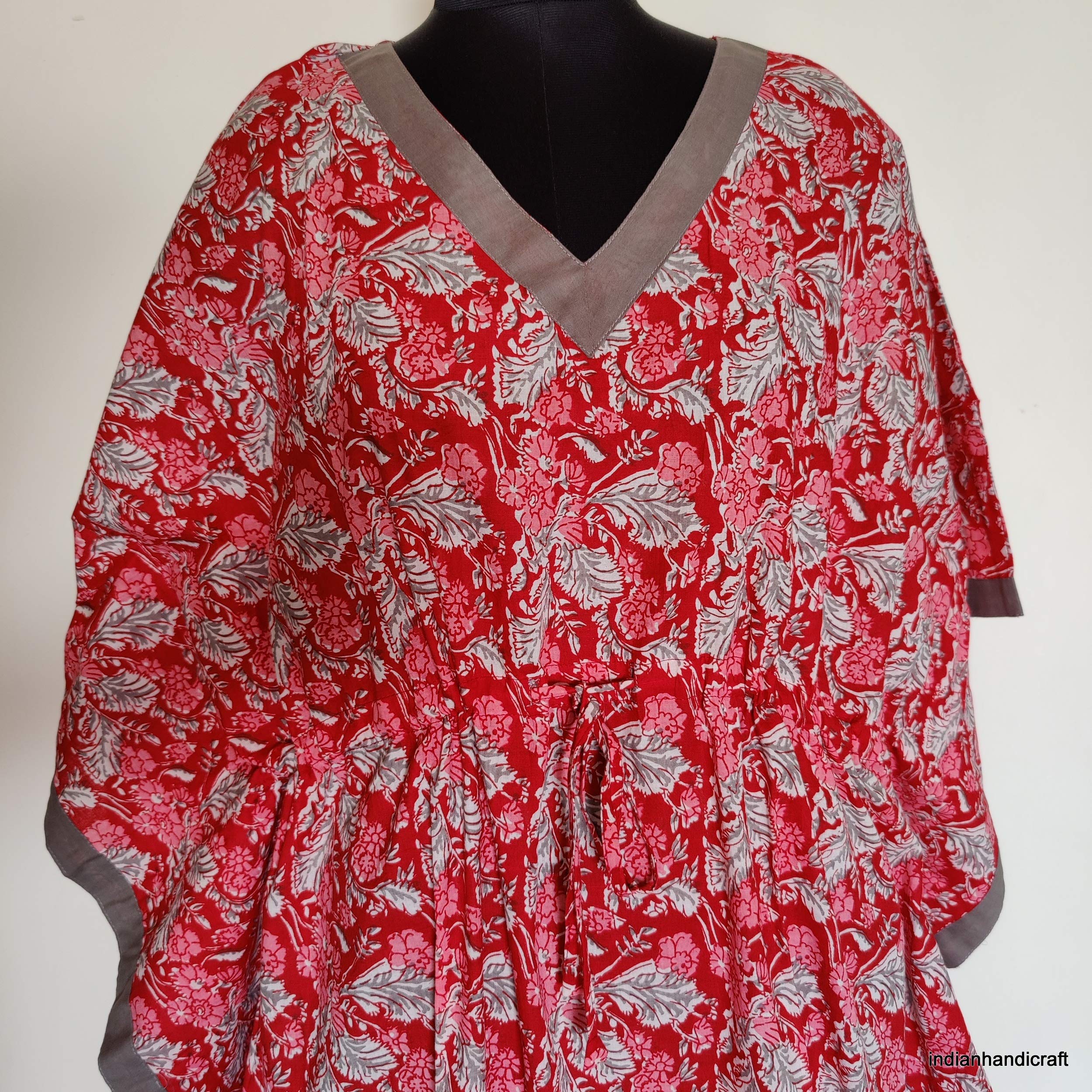 100% indiano bello stampato cotone kaftano mano blocco stampato Caftan nuoto copertura fino spiaggia usura Caftan 013