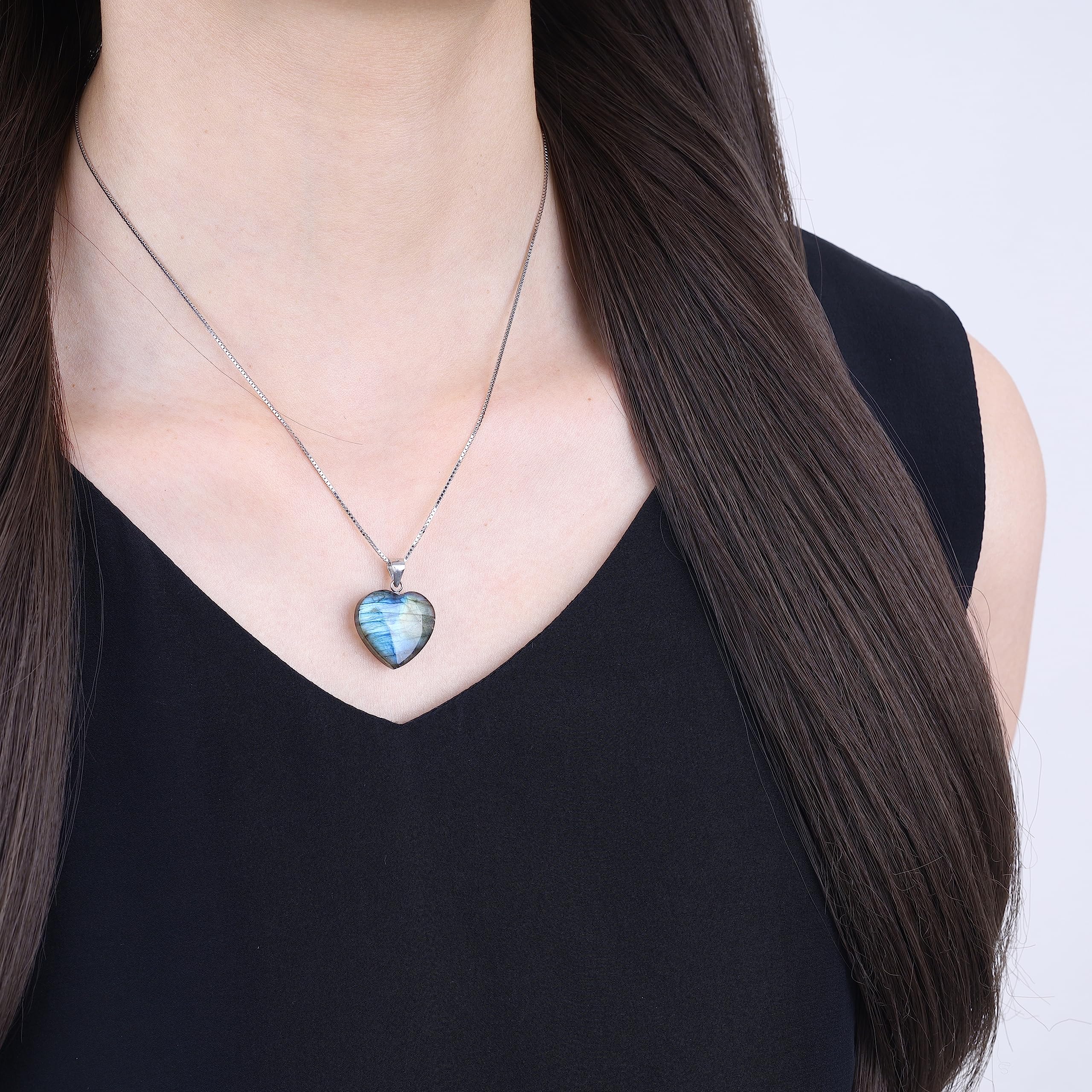 coai Collana da Donna in Argento 925 con Ciondolo Cuore in Pietre Naturali