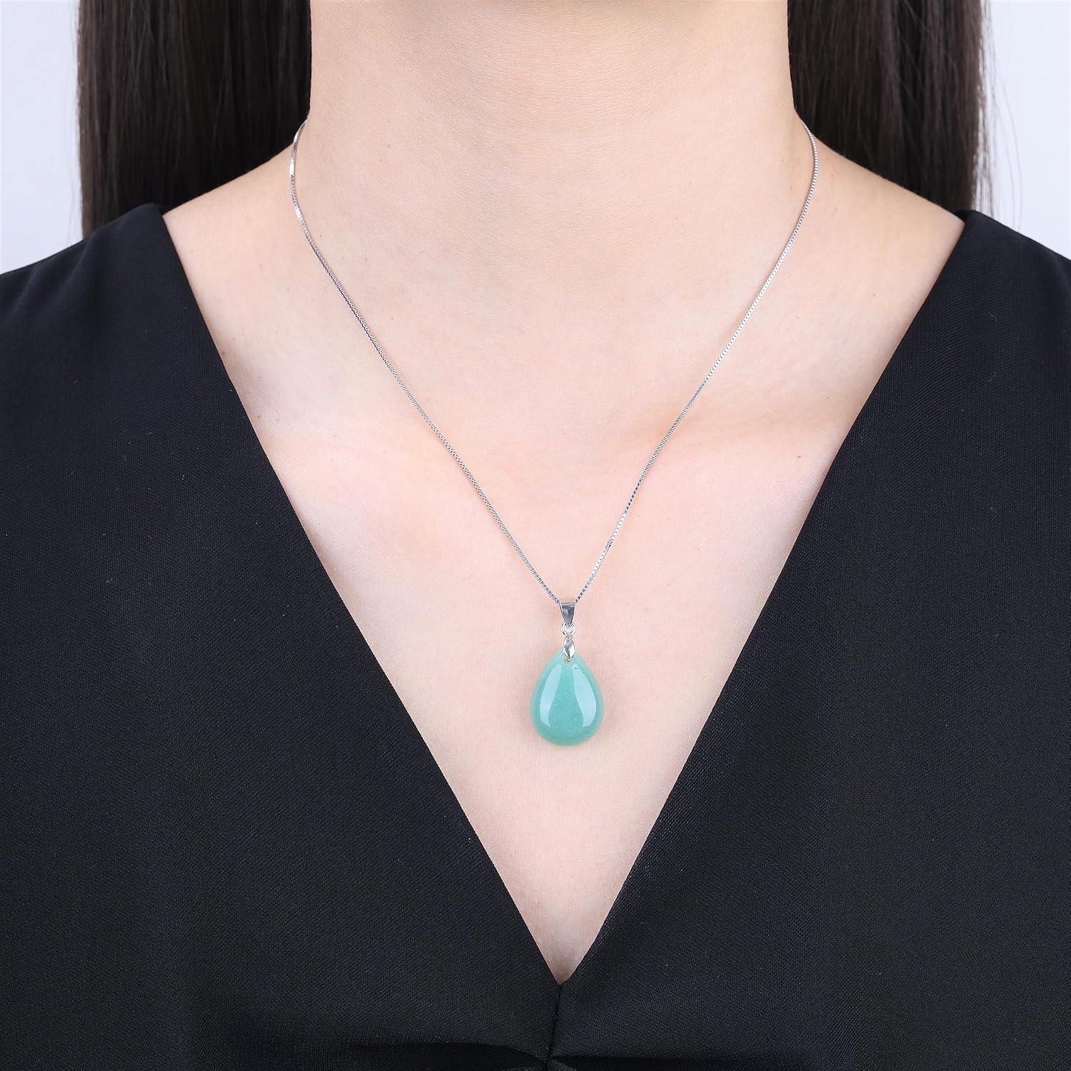 COAI 925 Sterling Silver Teardrop Crystal Necklace for Women, Teardrop Pendant for Women - Image 3