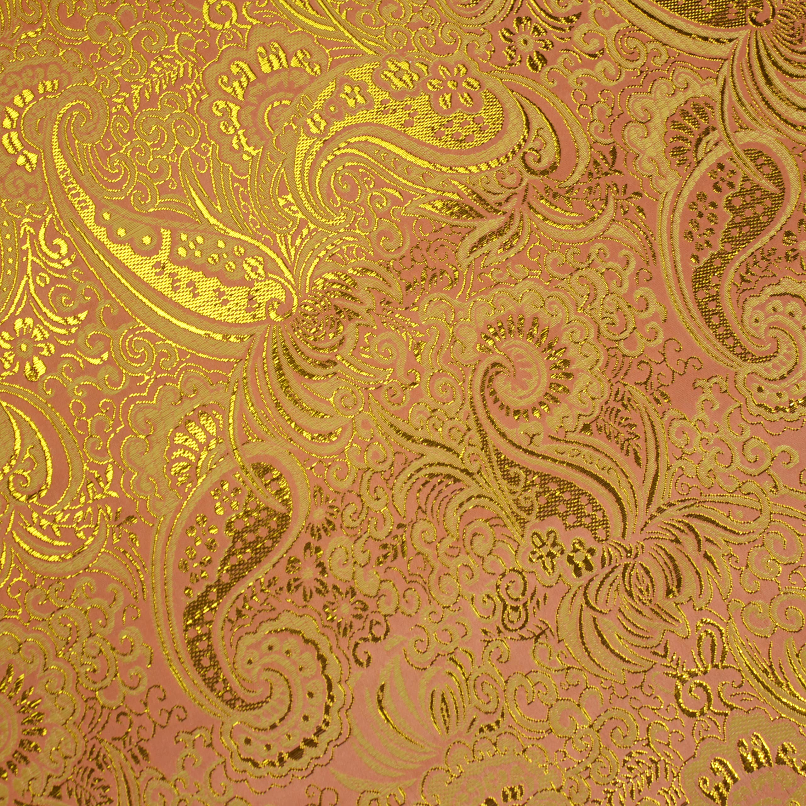 BROCADO JACQUARD CACHEMIR SERIE JACLUR 150cm (SALMÓN Y ORO, 3)
