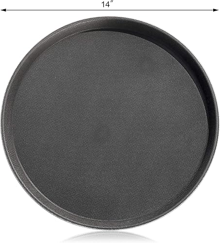 Miniatura 2 de New Star Foodservice Bandeja antideslizante, plástico, forro de goma, redonda (negro, 14 pulgadas)