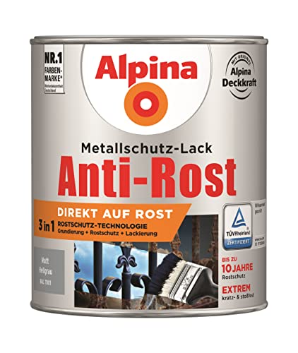 Alpina Metallschutzlack Anti-Rost Hellgrau 750ml matt