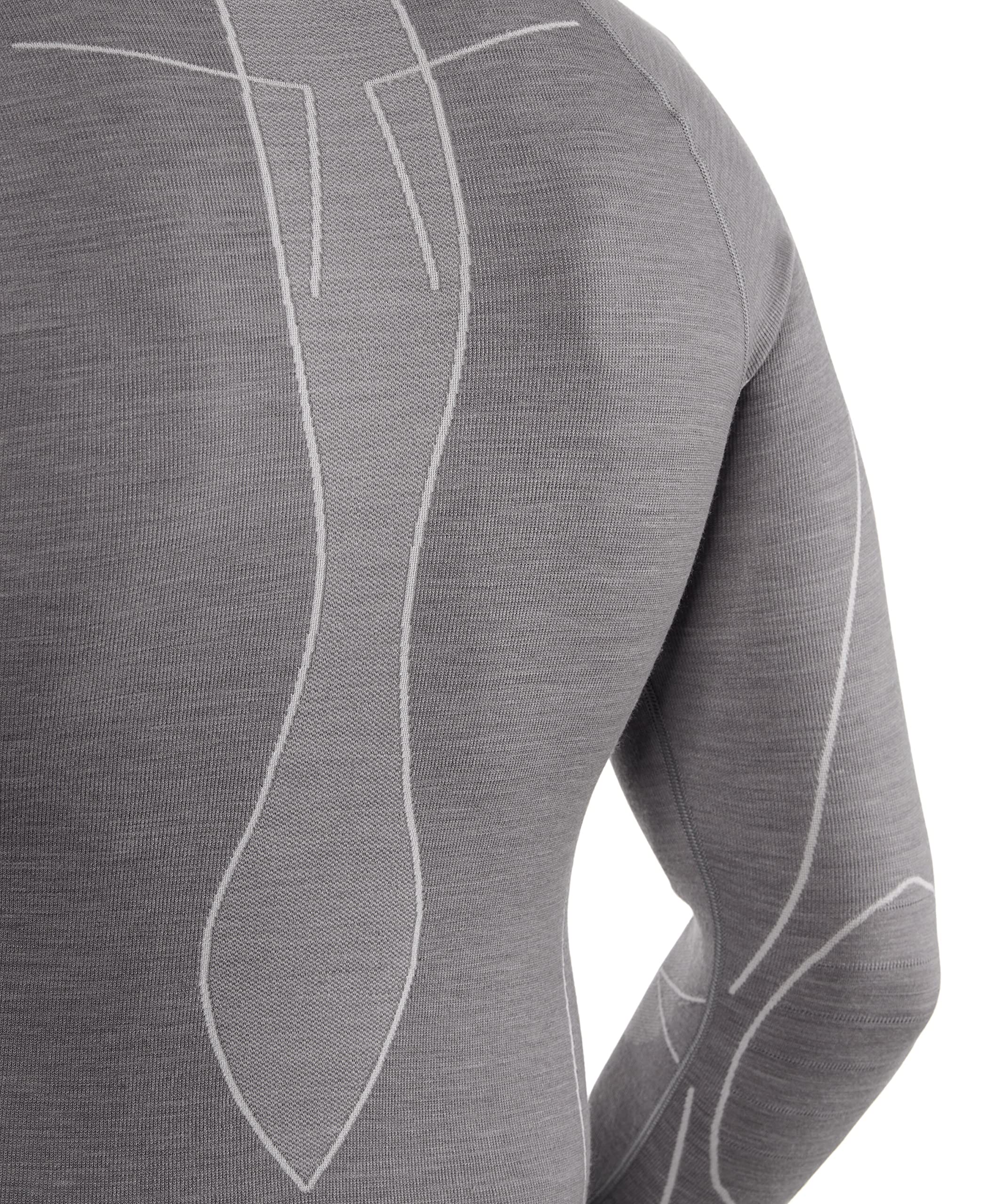 FALKE Mężczyźni Warstwa podstawowa (góra) Wool-Tech Round Neck M L/S SH Bielizna Termoaktywna Z Merynosa szybkoschnące ciepłe 1 Sztuka, Szary (Grey-Heather 3757), S