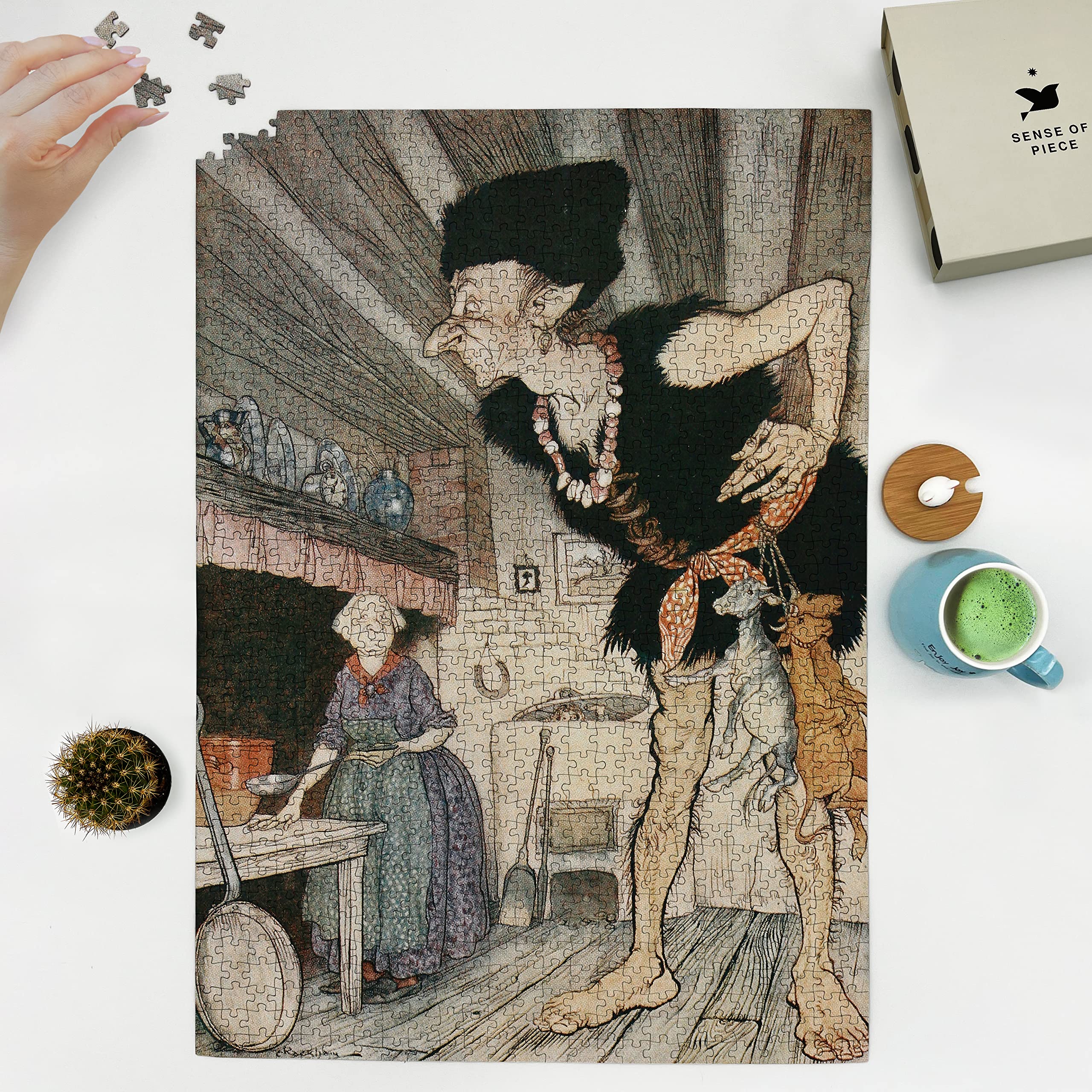 1000 Piece - Museum Painting - Jigsaw Puzzle - Fee - fi - fo - fum, I Smell The Blood of an Englishman 1927|by Arthur Rackham|Study Fine Art as You Puzzle|Frame Worthy